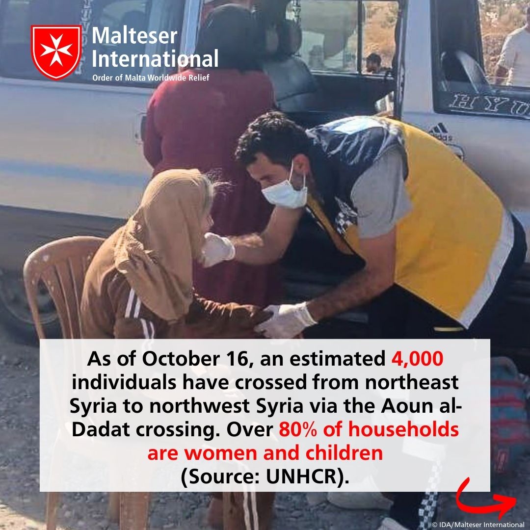 MalteserInt's tweet photo. Northwest #Syria continues to see a influx of displaced Syrians from #Lebanon. With support from @AuswaertigesAmt, our partner @IndDoctorsAsso established a medical point with an ambulance to refer critical cases to a hospital, which is supported by us. 🙏 @AA_stabilisiert https://t.co/qf7wfa863i