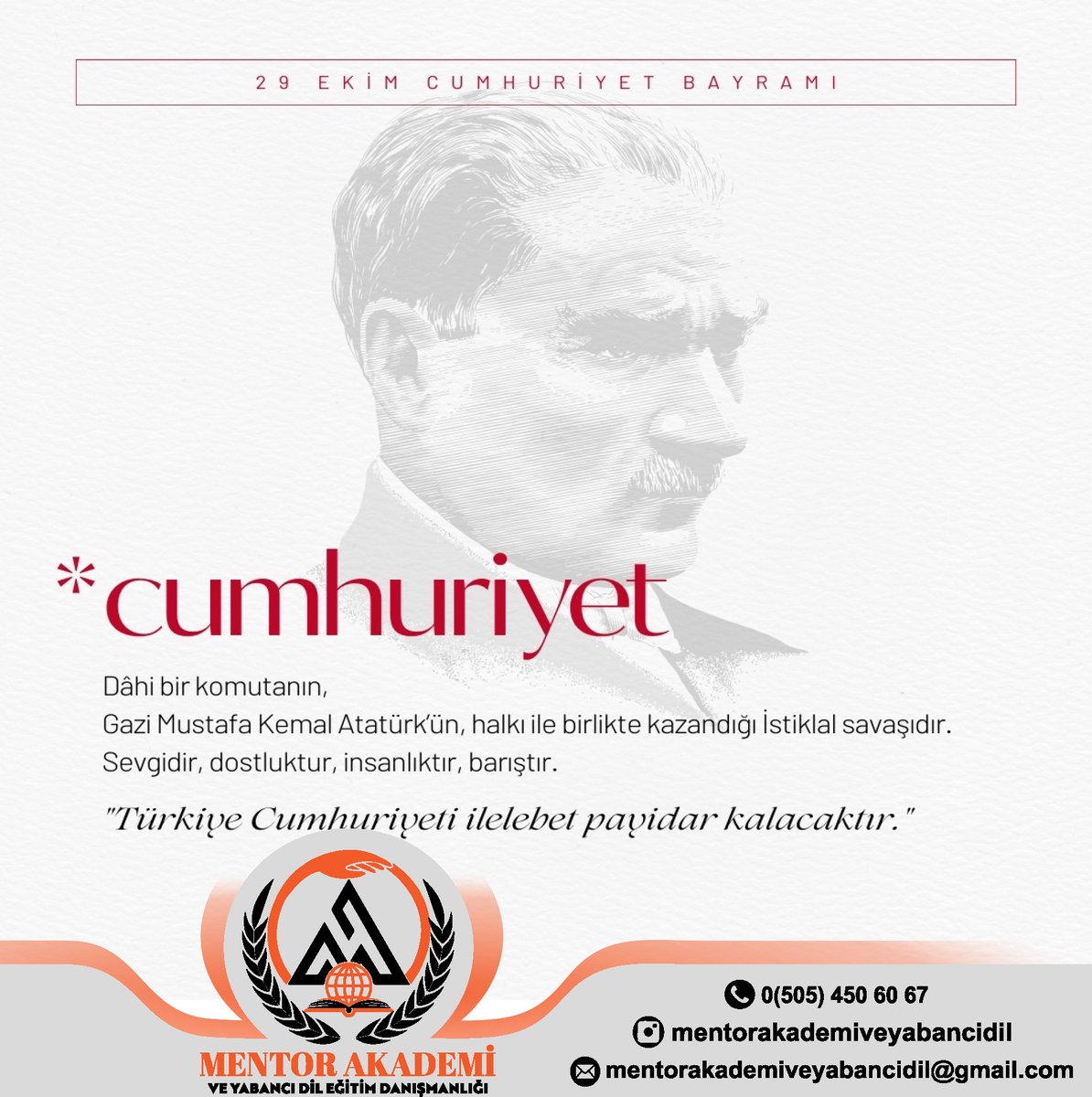 mentor_akademi's tweet photo. 29 Ekim Cumhuriyet Bayramımız kutlu olsun! 🇹🇷 https://t.co/Vbz5Xw2g1x