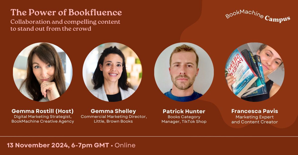 BookMachine's tweet photo. 📢 ✨ What makes a great book influencer campaign?

Join our panel on 13 Nov as they discuss the ingredients for stand-out campaigns, the importance of collaboration, and the impact of influencers on brand awareness, marketing and sales.

Tickets: https://t.co/vZZ0O5VDYt https://t.co/tAwKNvNk9L