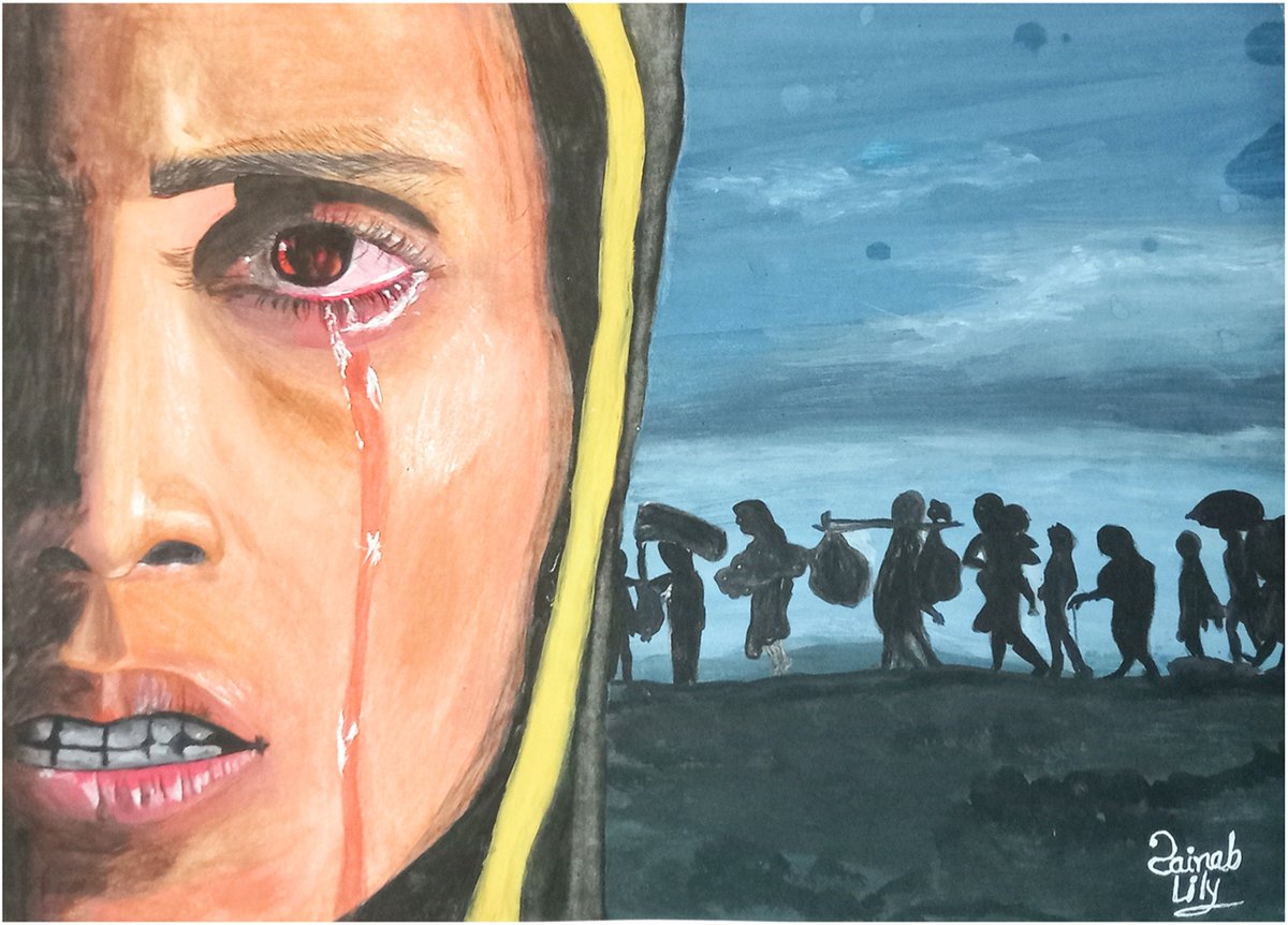 Zainab, a #Rohingya refugee, pursued her education &amp; turned her trauma into powerful paintings. Zainab's journey is not just a story of survival but a testament to the resilience &amp; strength of the human spirit

thelancet.com/journals/lanse…

#Myanmar #Bangladesh