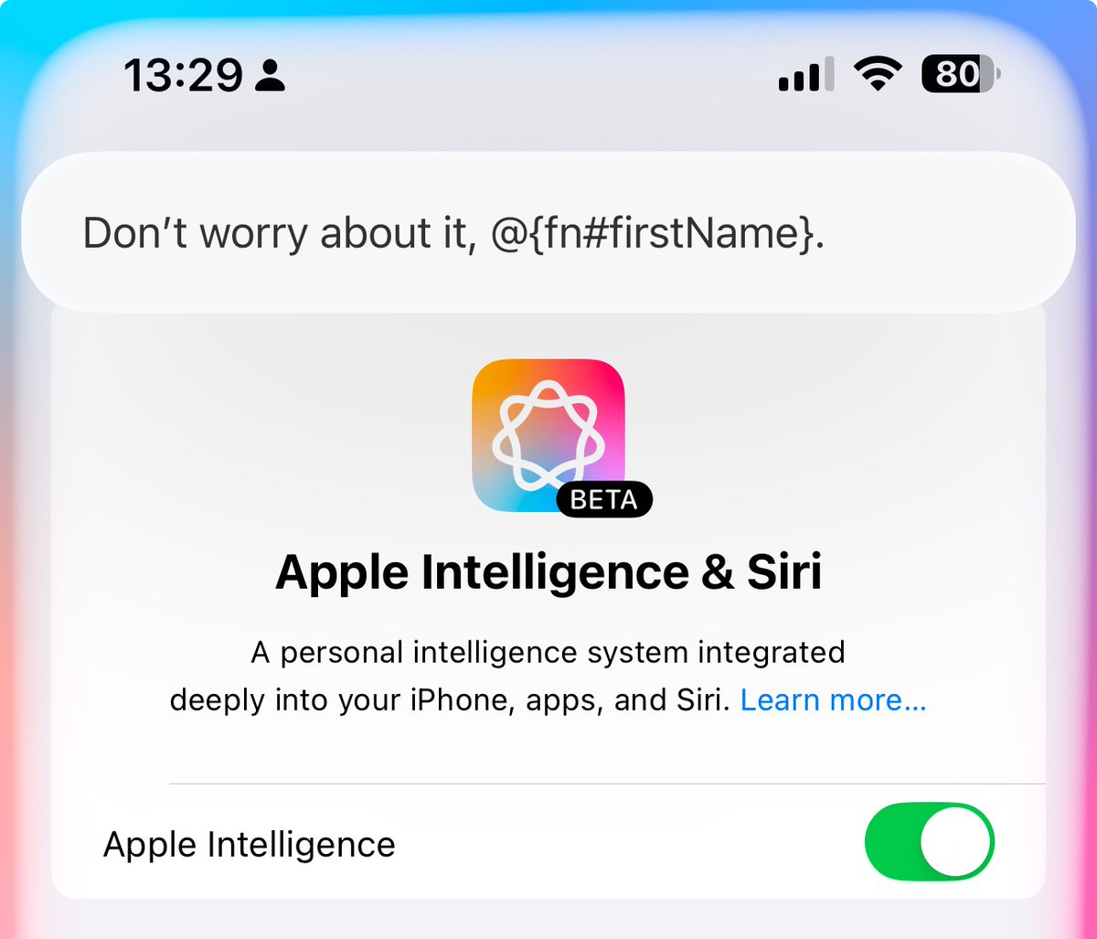 this_kali's tweet image. Template strings with Apple Intelligence. I love this. 😆

@{fn#firstName}