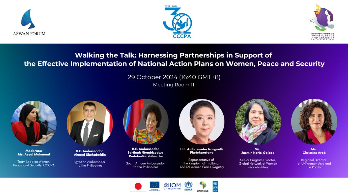 📌On the sidelines of the @icwps2024, #CCCPA is organizing an event titled: "Walking the Talk: Harnessing Partnerships in Support of the Effective Implementation of #NAPs on #WPS". Follow this cross regional exchange ahead of the 24th anniversary of #1325