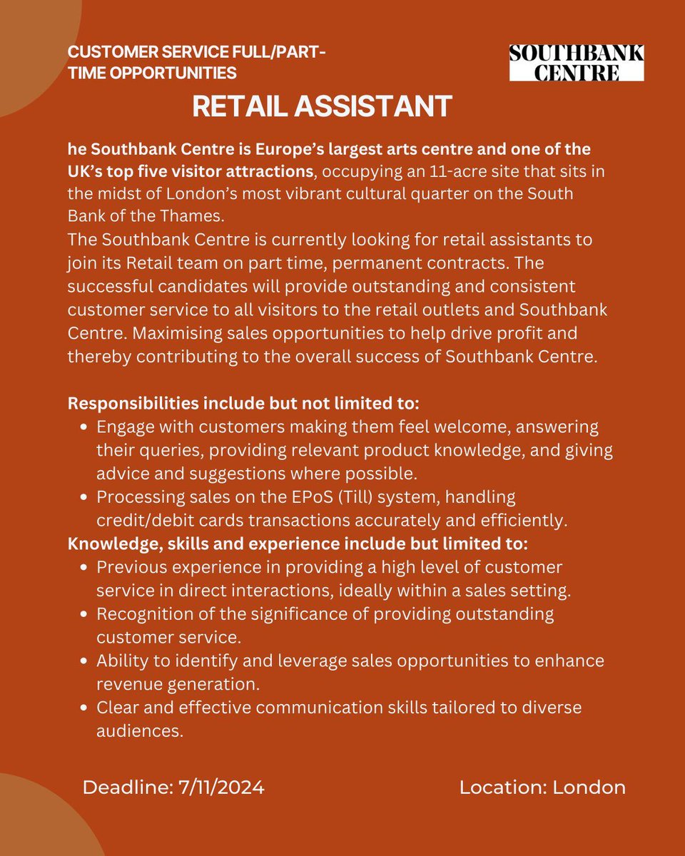 UWLCareers's tweet image. Check out our weekly job list!​
If you’re interested in any of these roles, DM or email us at careers@uwl.ac.uk  for more details.✨​ Looking for a way to improve your CV? Explore CareerSet for personalised CV guidance and review - link in bio!​ 
#jobs #opportunities #uwl