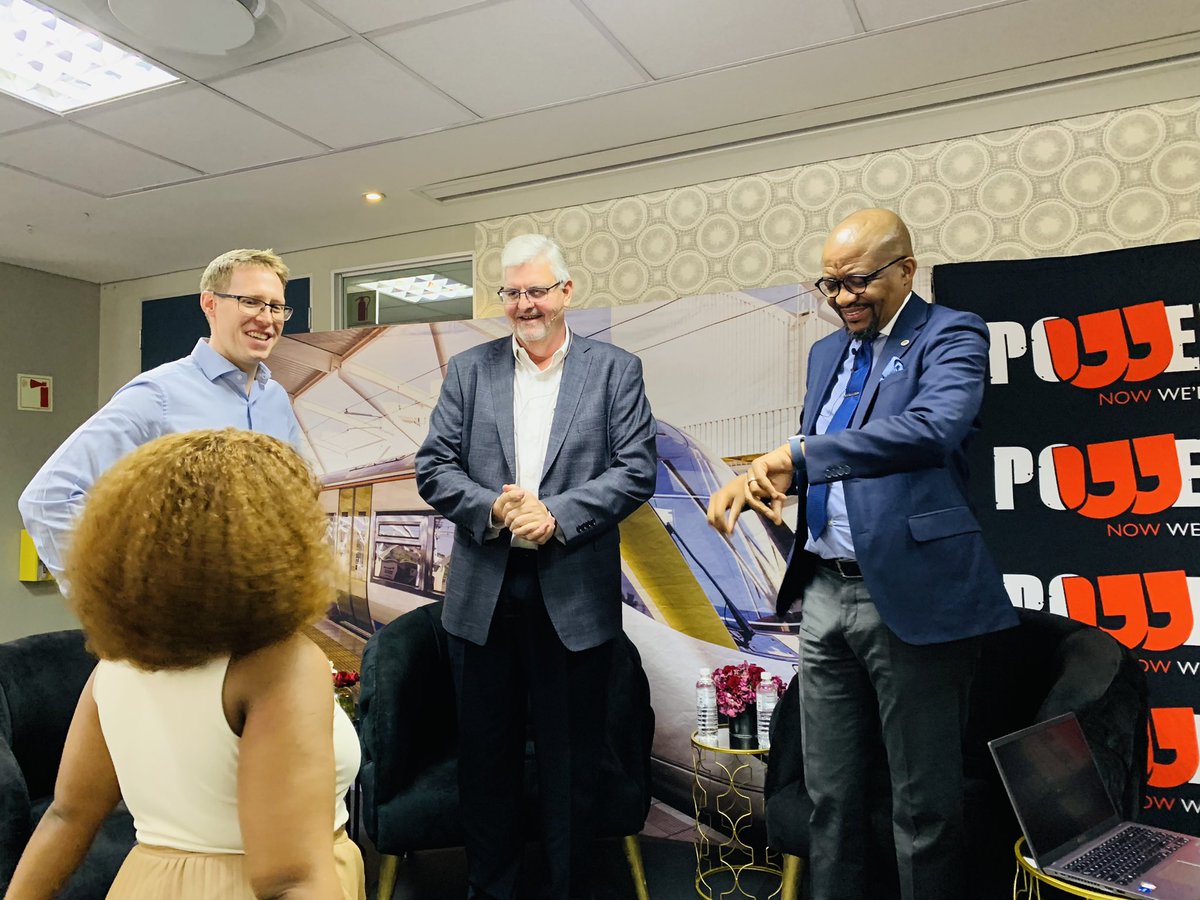 Powerfm987's tweet photo. Meet the panelists:
Practice Head of Network Industries at DNA Economics, Dr Matthew Townshend
Chief Executive Officer of the Gautrain Management Agency, Tshepo Kgobe
Division Head: Transportation Planning from the City of Tshwane, Lourens Swanepoel.
#POWERDialogue #GautrainPOWERDialogue @TheGautrain #POWERTalk