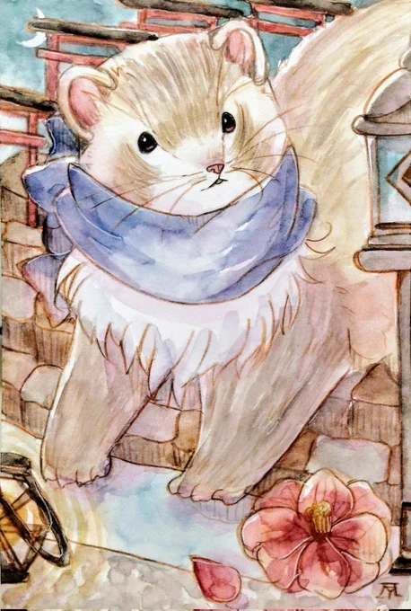 日が暮れた街に 冬のかおりが少し #ふる絵