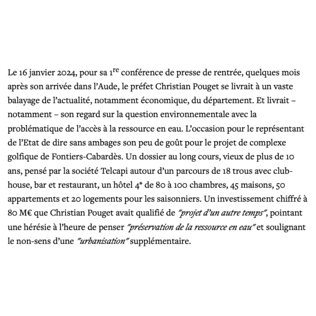 mnacabardes's tweet photo. La préfecture de l’#Aude annonce que l’arrêté portant création d’unité touristique nouvelle (UTN) sur la commune de Fontiers-Cabardès, le fondement du projet de complexe golfique en montagne Noire, est frappé de caducité. Une caducité qui "empêche désormais le dépôt du projet". https://t.co/Y0pIXirNAm