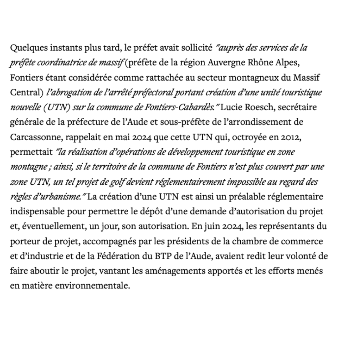 mnacabardes's tweet photo. La préfecture de l’#Aude annonce que l’arrêté portant création d’unité touristique nouvelle (UTN) sur la commune de Fontiers-Cabardès, le fondement du projet de complexe golfique en montagne Noire, est frappé de caducité. Une caducité qui "empêche désormais le dépôt du projet". https://t.co/Y0pIXirNAm