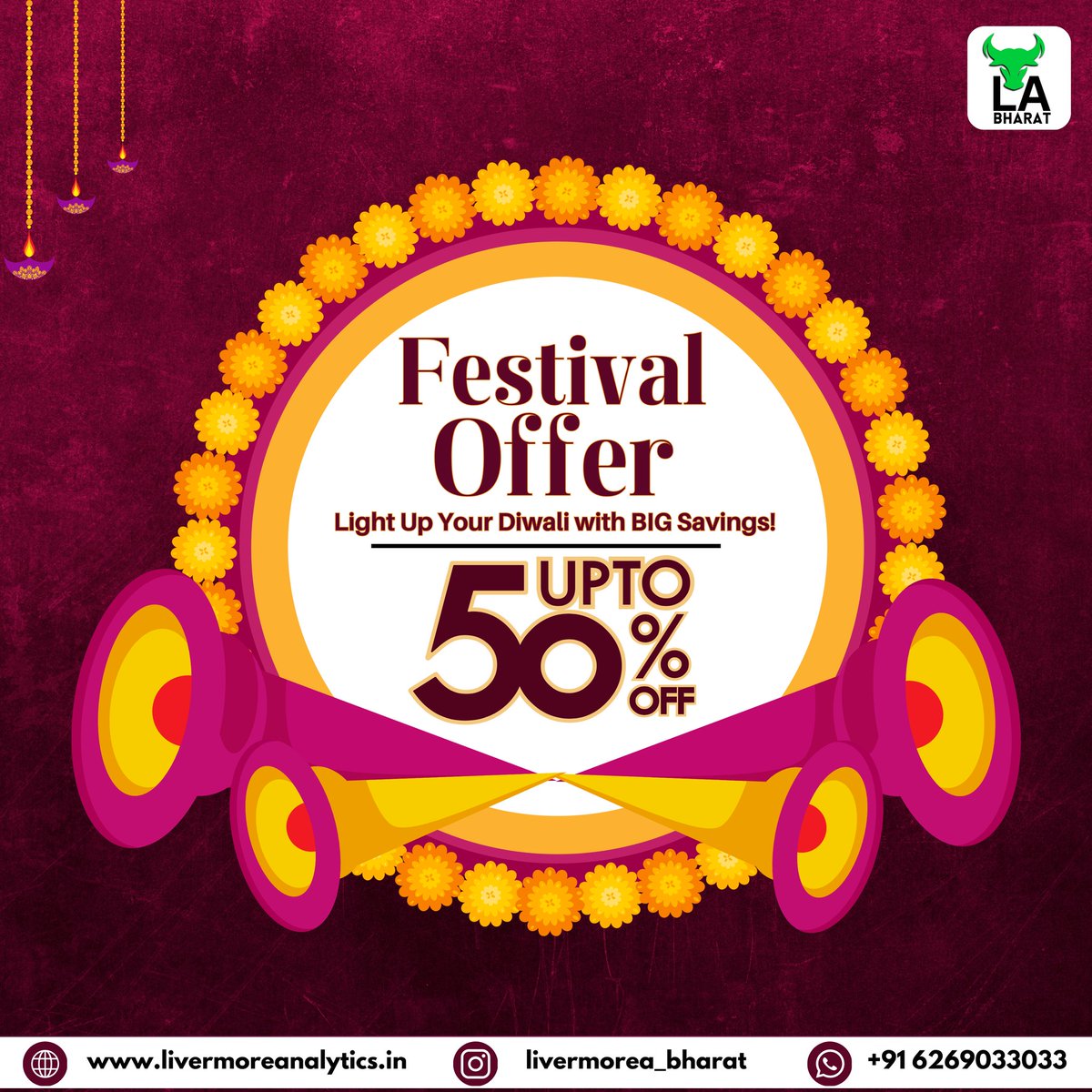 Celebrate Diwali with Huge Savings! 🌟 📈😎
Enjoy up to 50% OFF on Livermore Analytics services. Light up your financial journey this festive season with exclusive offers! #DiwaliSavings #LivermoreAnalytics #FestivalOffer