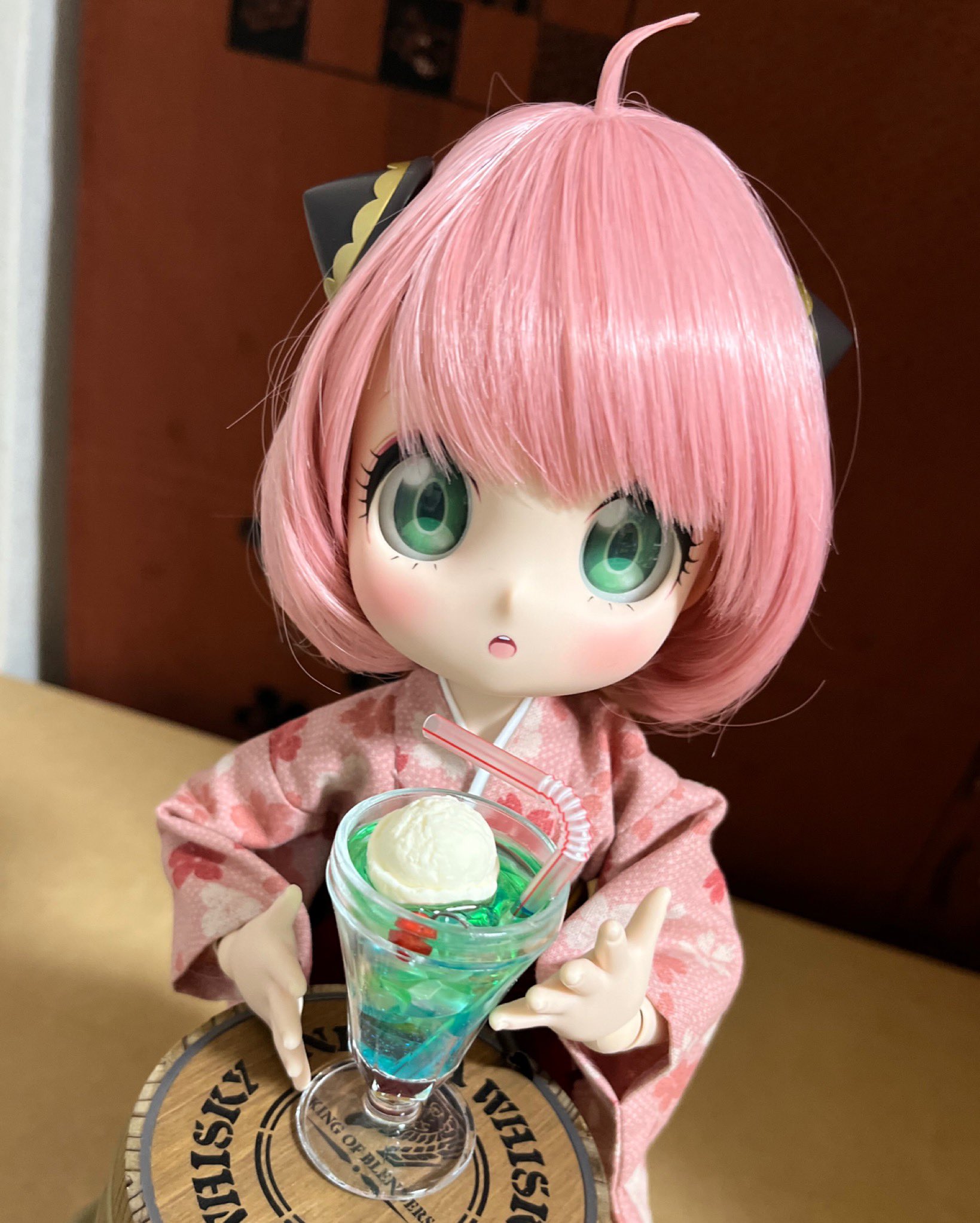27cmサイズ ドール服 ギンガムチェックエプロンドレスセット
