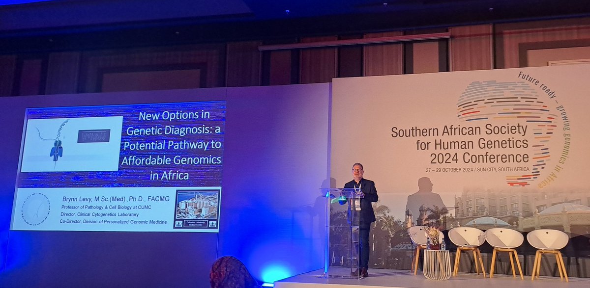 SAHumanGenetics's tweet image. Prof Brynn Levi sharing valuable insights during his keynote on &quot;New options in genetic diagnosis:a potential pathway to affordable genomics in Africa&quot;

#SASHGconference2024 #SASHG2024 #SUNCITY