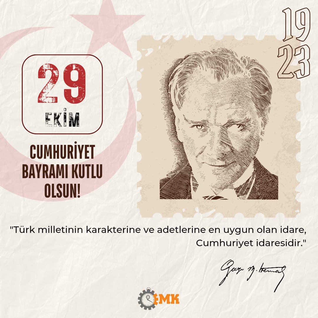 "Türk milletinin karakterine ve adetlerine en uygun olan idare, Cumhuriyet idaresidir." Cumhuriyetimizin 101. yıl dönümü kutlu olsun! 🤍❤️ #29Ekim #CumhuriyetBayramı #MustafaKemalAtatürk #endüstrimühendisliği #kouemk
#kocaeliüniversitesi