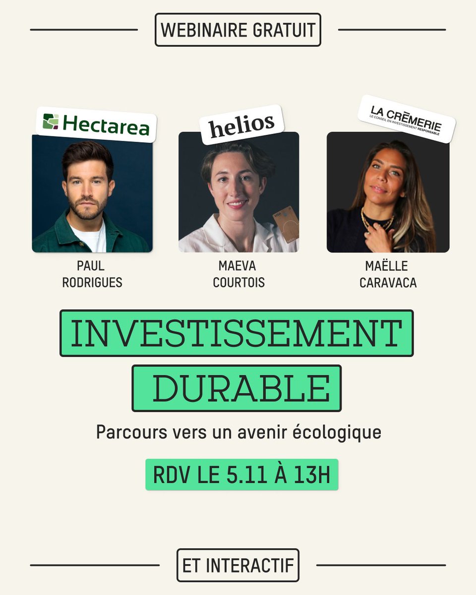 clubhectarea's tweet photo. Disponible le 15 novembre ? 📅
helios, La Crèmerie, et Hectarea vous donnent rendez-vous pour un webinaire sur la finance durable 🌱

Inscription gratuite ici, places limitées ⤵️
https://t.co/YLIQneYxd6

#InvestirComporteDesRisques https://t.co/RRDYJtpNs9