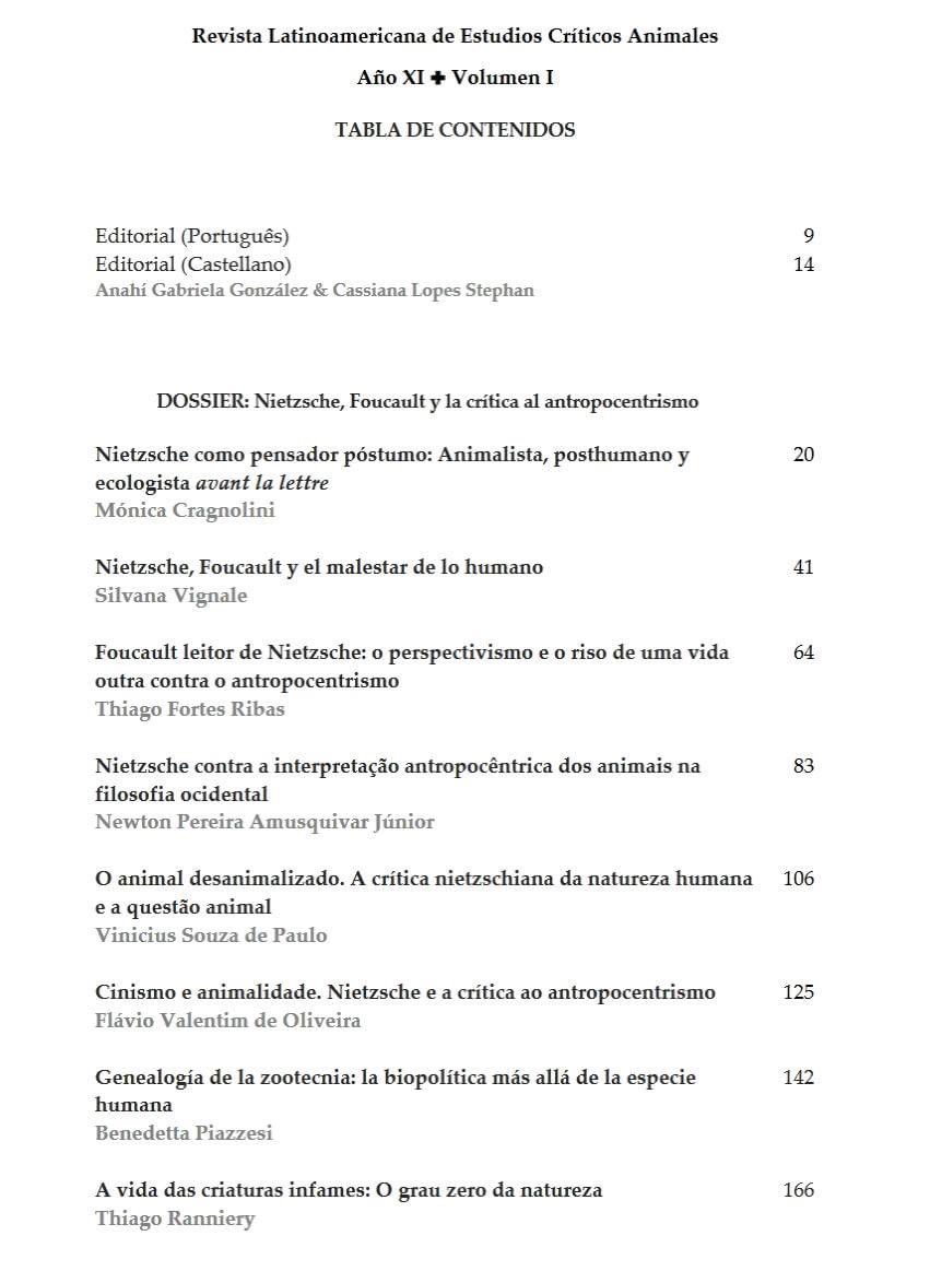 Es un gran placer de ver la publicación española de mi artículo “Ideologies of Contagion and Commnunities of Life” en "Nietzsche, Foucault y la crítica del antropocentrismo” en la Revista latino americana de Estudos críticos animais. revistaleca.org/index.php/leca…