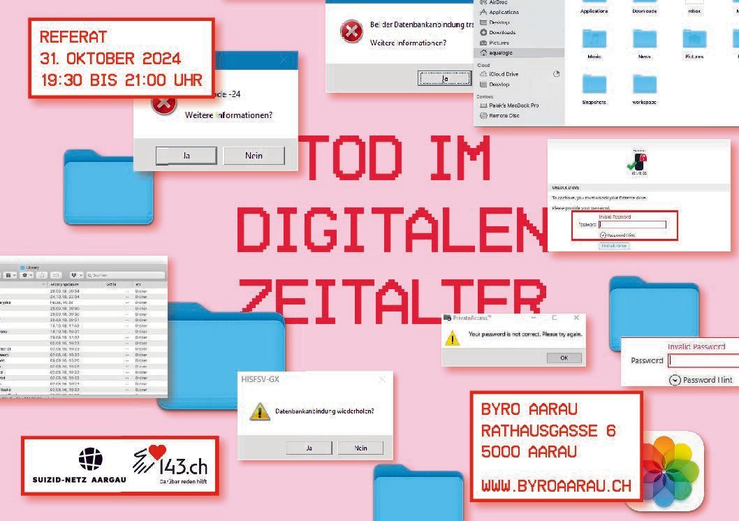 Facebook-Account, Mail-Postfächer, Berge von Daten. Was passiert mit dem digitalen Nachlass? Die Veranstaltung am 31. Oktober von Suizid-Netz Aargau gibt Einblicke in die Studie von TA-SWISS.
143.ch/2024/09/28/der…