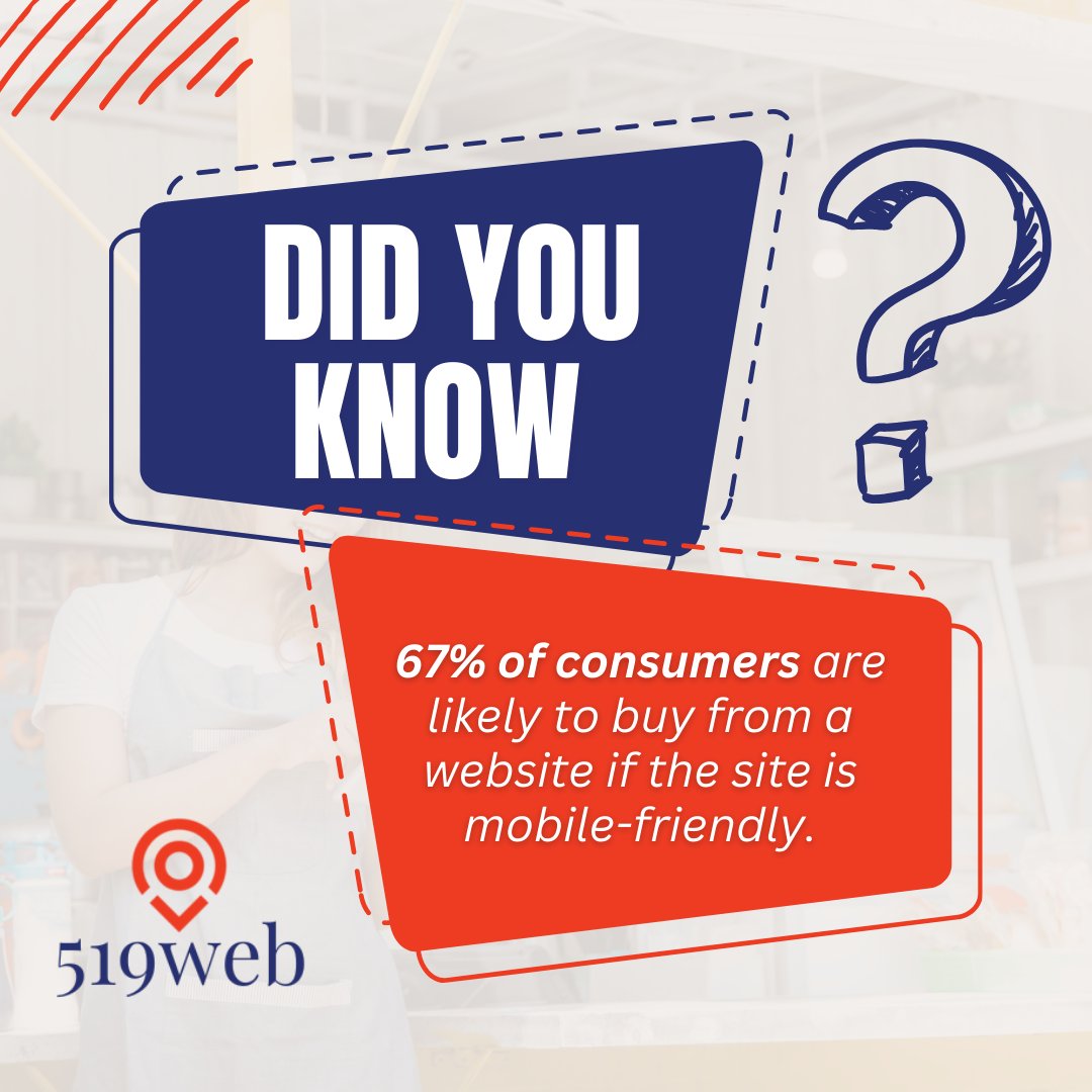 519web's tweet image. With 67% of consumers favoring mobile-friendly websites, you can't afford to miss out. Make your site as smooth on mobile as it is on desktop
#digitalmarketing #519webPPL #websiteproject #webdevelopmentontario #womeninbusiness #smallbusinessontario #kincardineontario