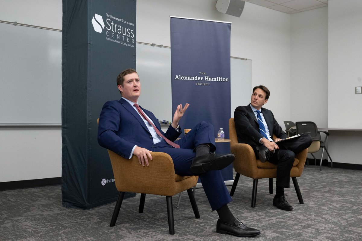 Strauss Center (@strausscenter) on Twitter photo Thank you to Alexander Gray for the recent visit to the Forty Acres to share your thoughts on what might be expected for "Foreign Policy and National Security in a Second Trump Term" in discussion with Strauss Director @Adam_I_Klein.
Special thanks to our co-sponsors <a href="/UT_AHS/">The Alexander Hamilton Society @ UT Austin</a>! Thank you to Alexander Gray for the recent visit to the Forty Acres to share your thoughts on what might be expected for "Foreign Policy and National Security in a Second Trump Term" in discussion with Strauss Director @Adam_I_Klein.
Special thanks to our co-sponsors <a href="/UT_AHS/">The Alexander Hamilton Society @ UT Austin</a>!