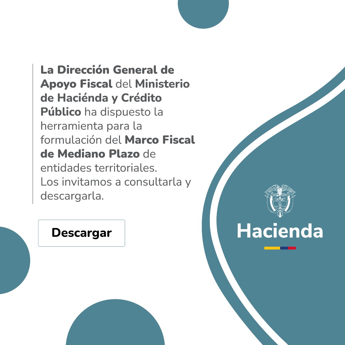 MinHacienda's tweet photo. 📢 Entes territoriales:

La Dirección de Apoyo Fiscal del #MinHacienda actualizó las plantillas para el Plan Financiero, Superávit Primario y Capacidad de Endeudamiento de las entidades.

Consulta guías y plantillas por departamento aquí 👉🏼 https://t.co/9a8NCemQOr. https://t.co/9yMJAiJsfo