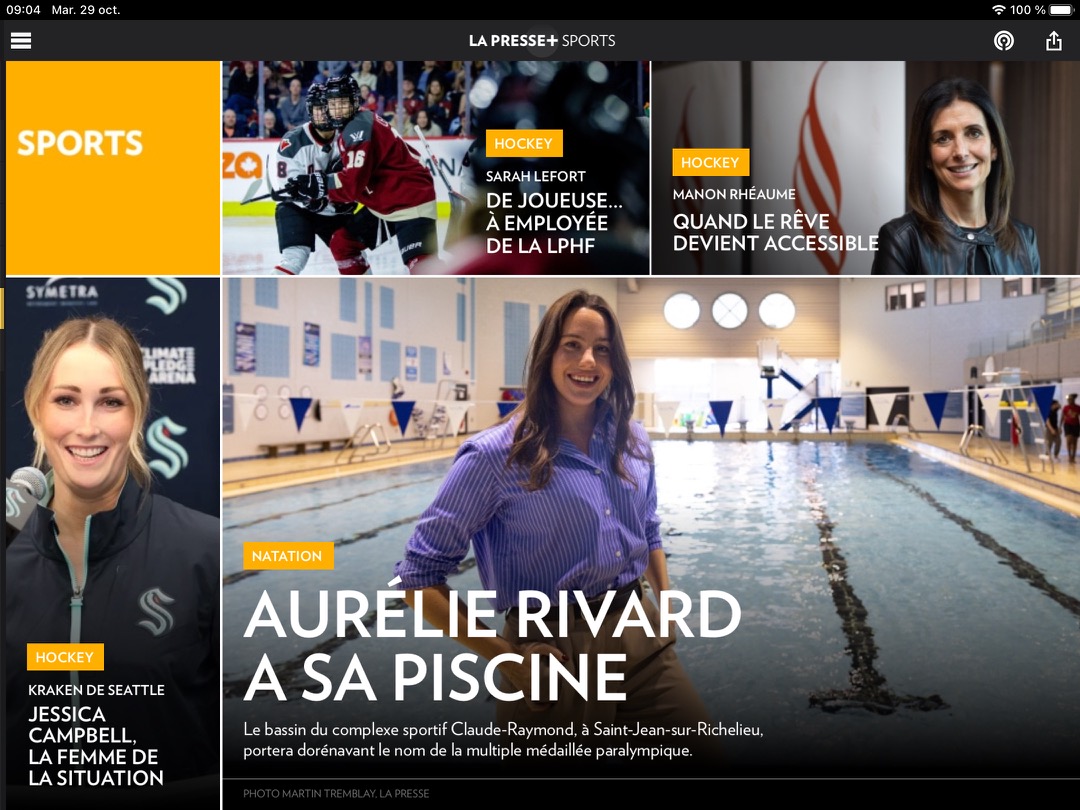 J'adore notre Une du cahier des sports 100% féminine.