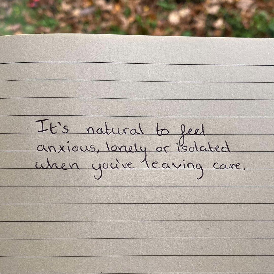 We know that one of the biggest problems facing care-experienced people is  loneliness and isolation. But this #NCLW we want to remind them, they're  not alone 💚 #NationalCareLeaversWeek, image size:1080x1080