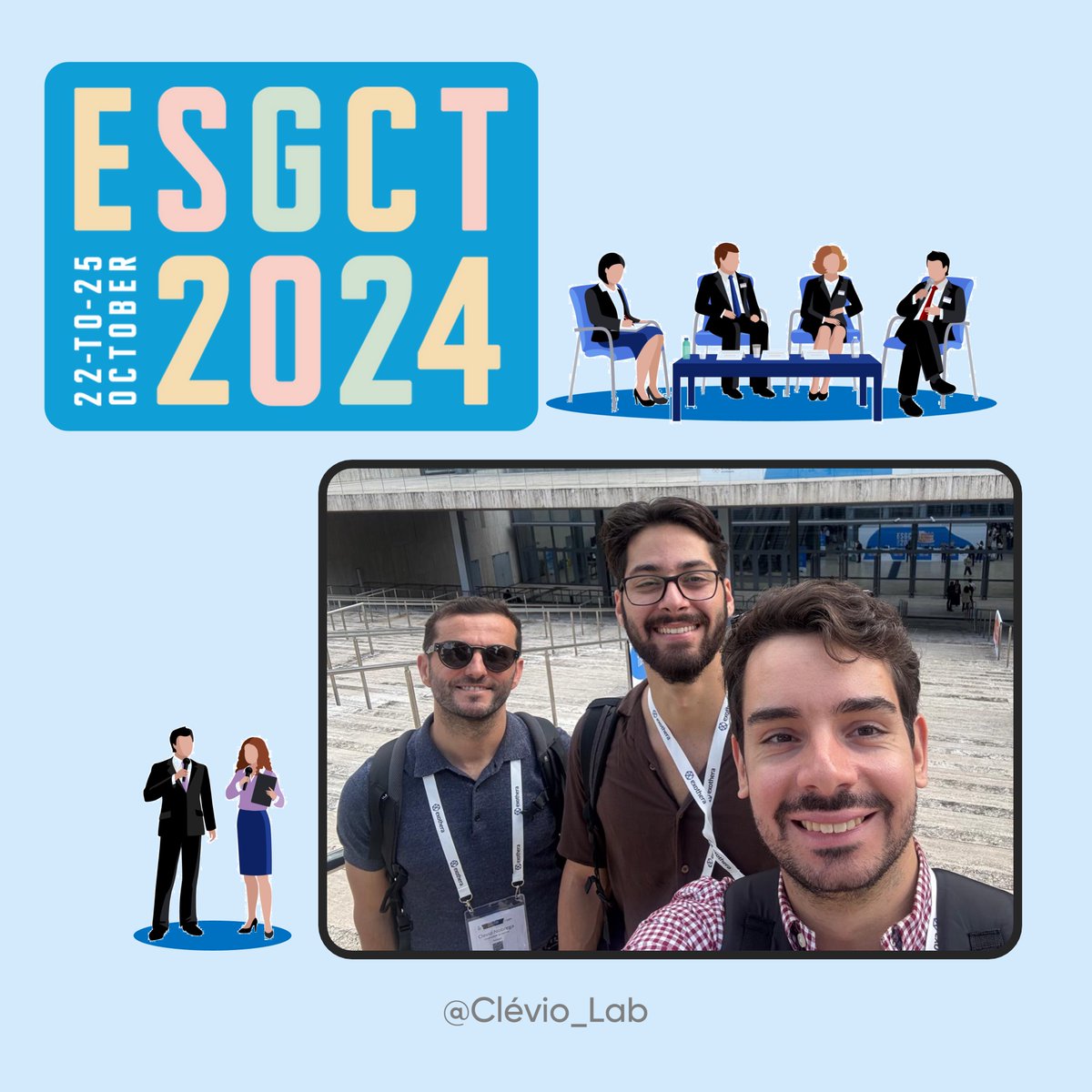 Clevio_Lab's tweet image. October 22nd to 25th, our lab had the incredible opportunity to be part of  ESGCT Conference in Rome, Italy! 🇮🇹
We’re proud to have had two of our own, Ricardo and Rodrigo, representing their posters ! 
#ESGCT2024 #GeneTherapy #CellTherapy #LabLife #Research