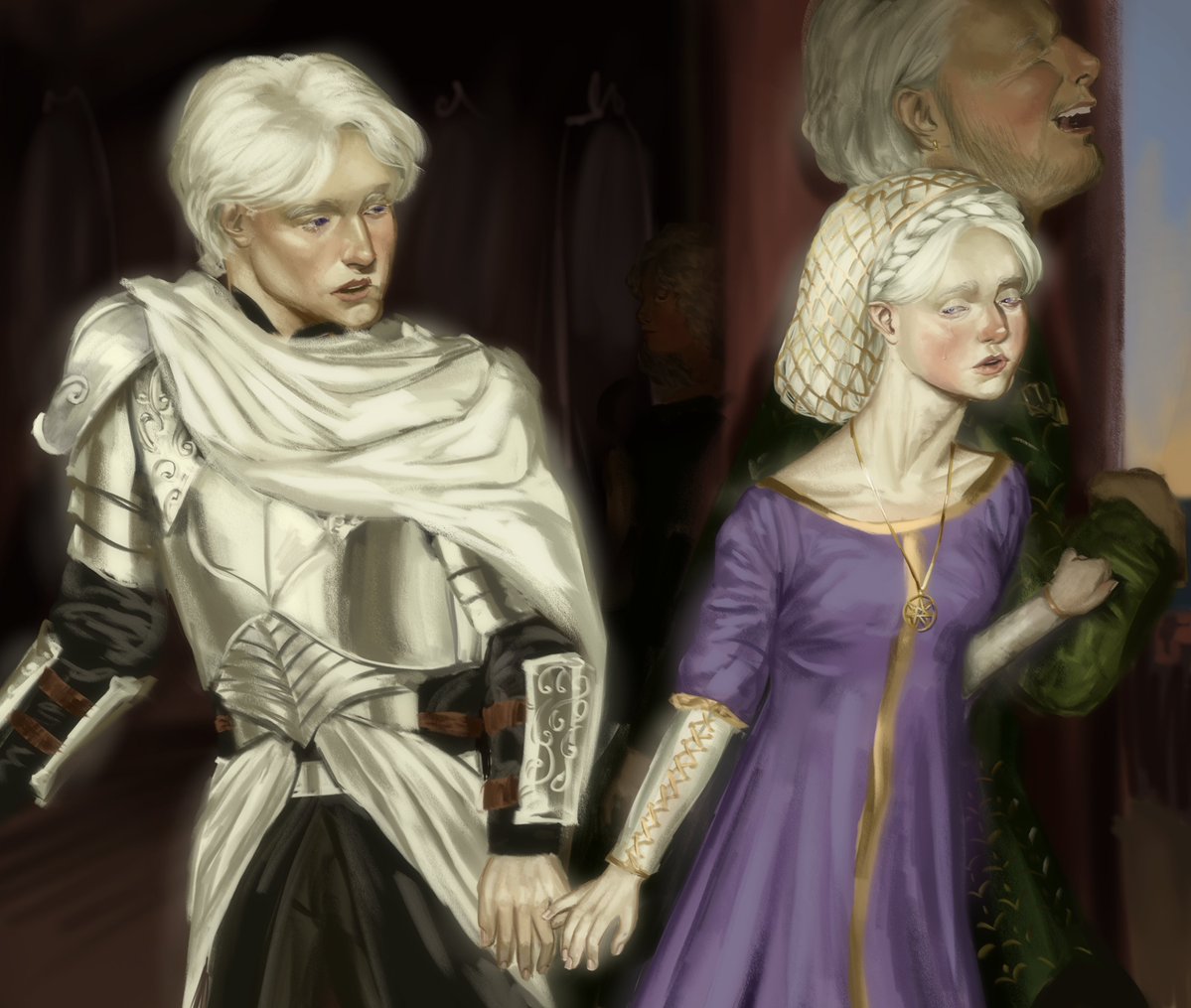 Aemon was inseparable from his sister Naerys when they were young. Stories speak of Aemon's doomed love for his sister. Aemon and Naerys supposedly loved each other. According to the singers, both Aemon and Naerys cried the day Naerys married Aegon in 153 AC.

#asoiaf #fanart