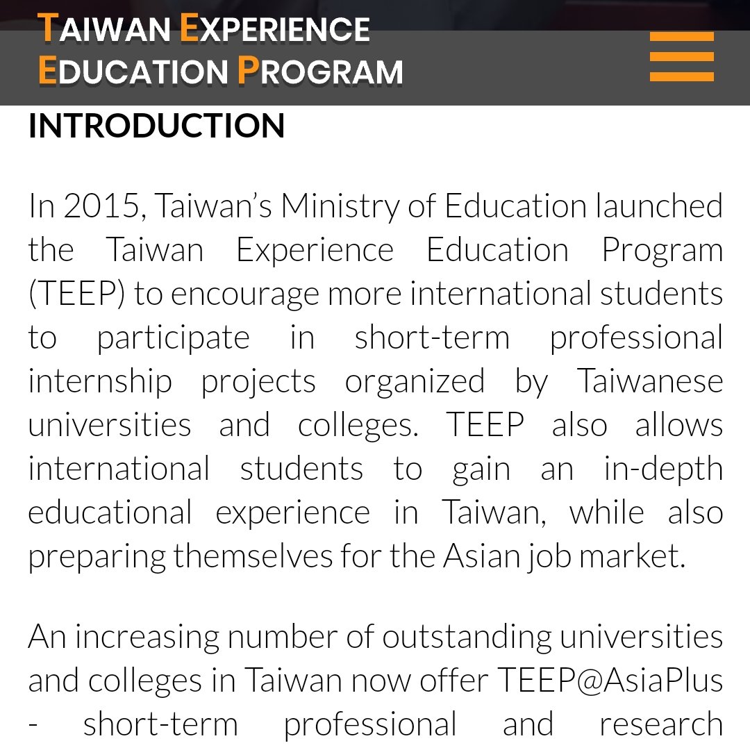 trafficloud's tweet photo. Halo, ada yang tau/pernah ikut Taiwan Experience Education Program (TEEP)? https://t.co/yFvYL4I5a8