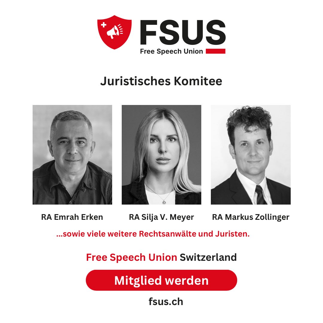 marzollinger's tweet image. FSUS-Komitees:
Juristen und Journalisten kämpfen für deine Rechte 🗣️ Rechtsschutz und Aufklärung - alles für freie Meinungsäußerung 🇨🇭

Sei dabei - schütze deine Freiheit! 

#FreeSpeechCH 🎤
#FSUS
3️⃣