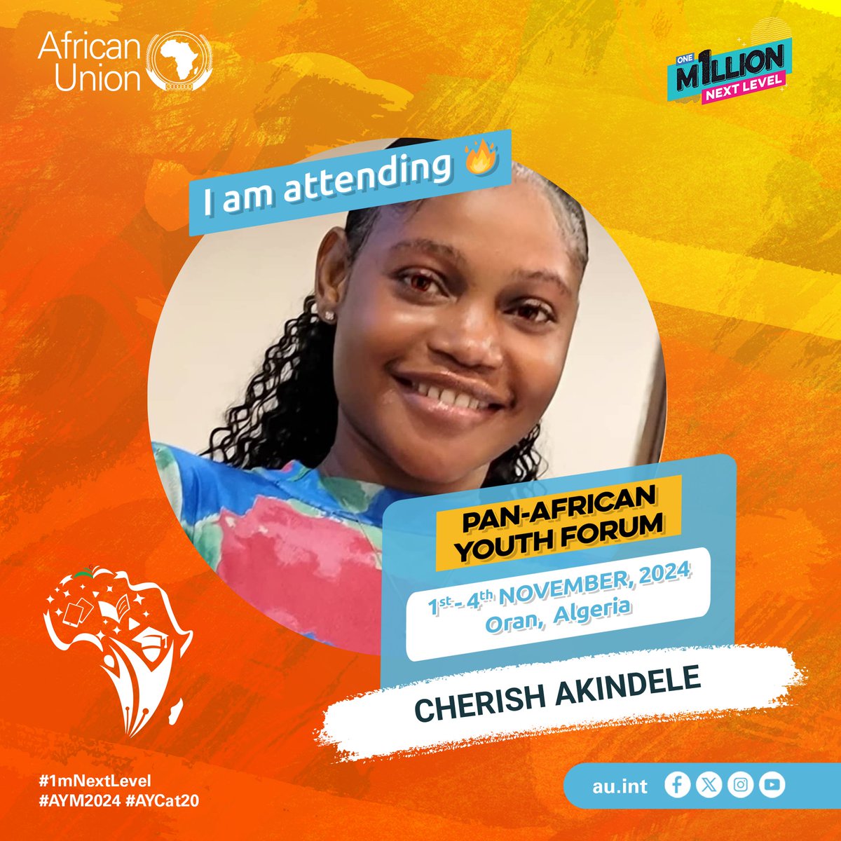 cherishAPYIN's tweet photo. "🎉 The countdown begins! @PayF2024 is just 3 days away! #AYD2024 I'm thrilled to join forces with fellow change-makers for a youth-driven revolution💪Held under the theme #1MNextLevel  Educate an African Fit for the 21st Century," #AYM2024   @AUYouthProgram @APYINOsun @VSI_ng https://t.co/pKnmiOhvJk