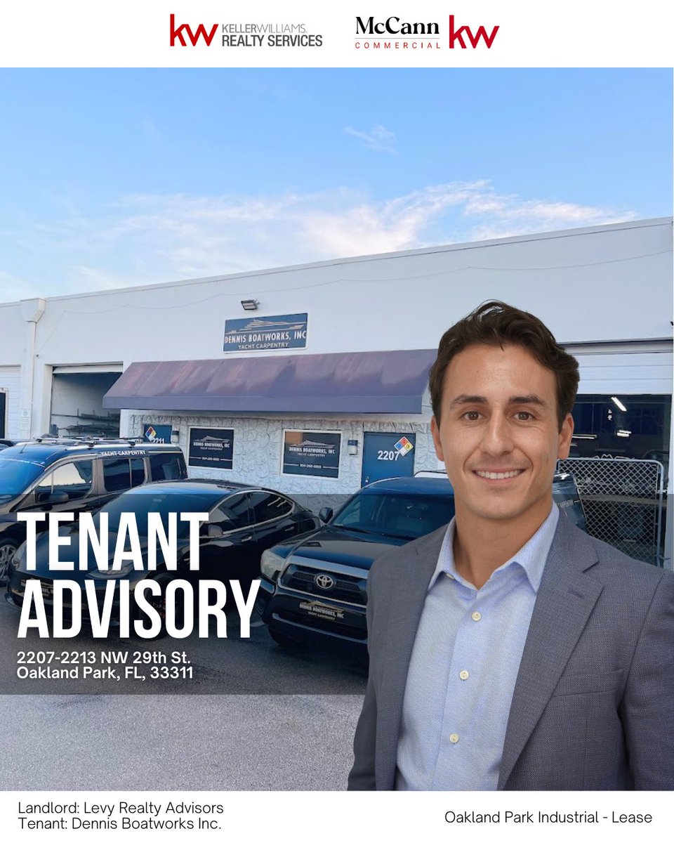 McCannCRE's tweet photo. TENANT ADVISORY 🤝
@angelo_CRE of McCann Commercial Network advised Dennis Boatworks Inc on their Industrial / Flex lease at 2207-2213 NW 29th St in Oakland Park, FL!
#flrealestate #flcre #soflorealestate #floridasmallbusiness #flsmallbusiness https://t.co/ya22LKwRIz