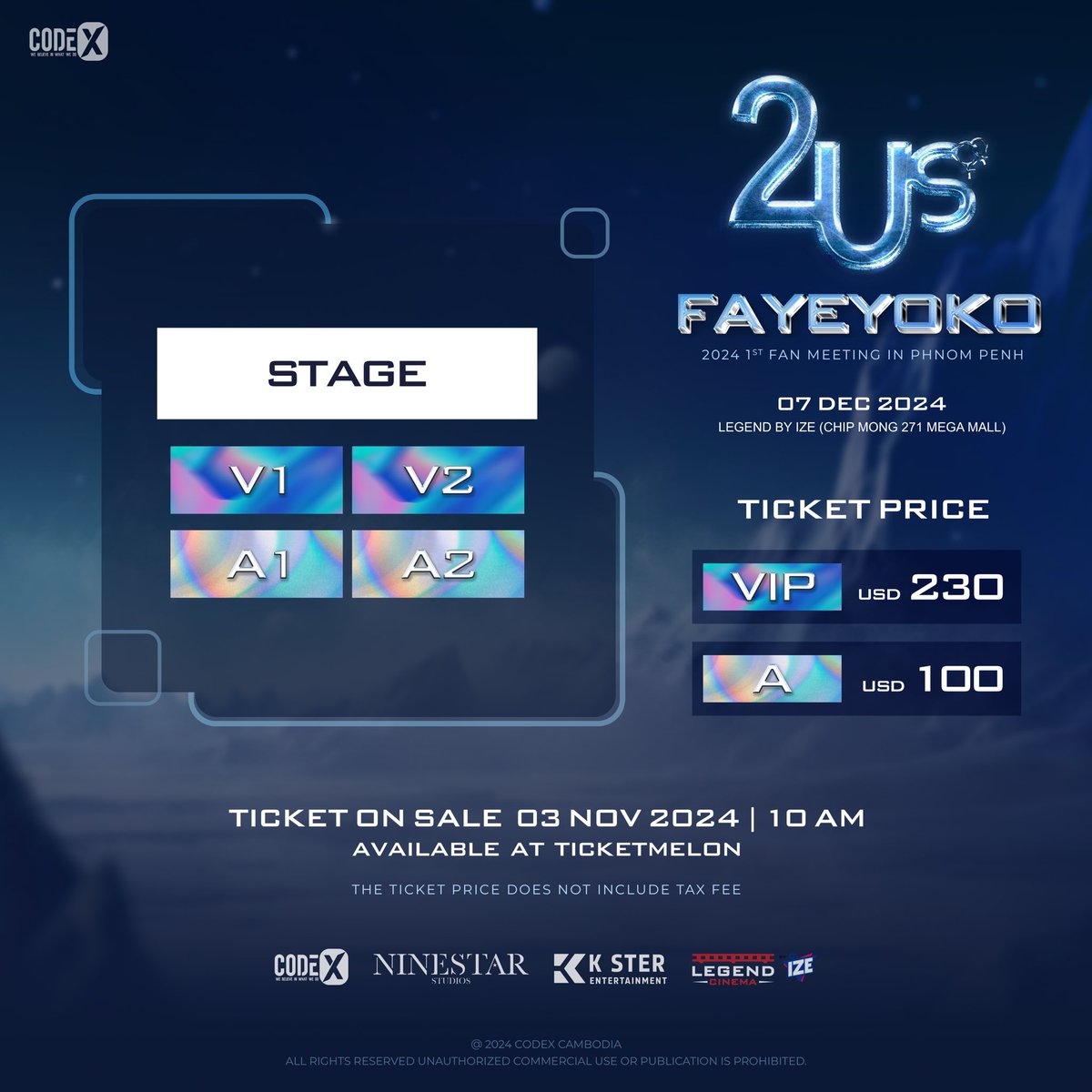 zorro_ticket's tweet image. 🦊 รับกดบัตร งาน #FayeYoko2UsFMinCambodia

🎟️ ค่ากด 400/ใบ 
✅กด 1:1
✅ จ่ายเงินเอง ใช้ยูสร้าน/ยูสลูกค้า
✅ ค่ากดจ่ายหลังได้บัตร กดไม่ได้ไม่เก็บค่ากด 
สนใจ dm  หรือ line OA

#2Us
#FayeYoko1stFMinPP
#FayeYoko