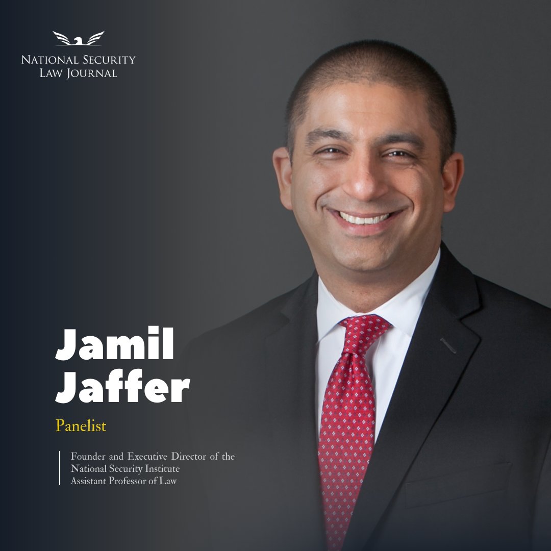 NatlSecLJ's tweet photo. Meet TikTok Takedown panelist, @jamil_n_jaffer. Professor Jaffer is the Founder and Executive Director of @MasonNatSec and an Assistant Professor of Law at Scalia Law. Learn more about Professor Jaffer's insights on national security and social media this Friday's symposium. https://t.co/17mSdXhWpd