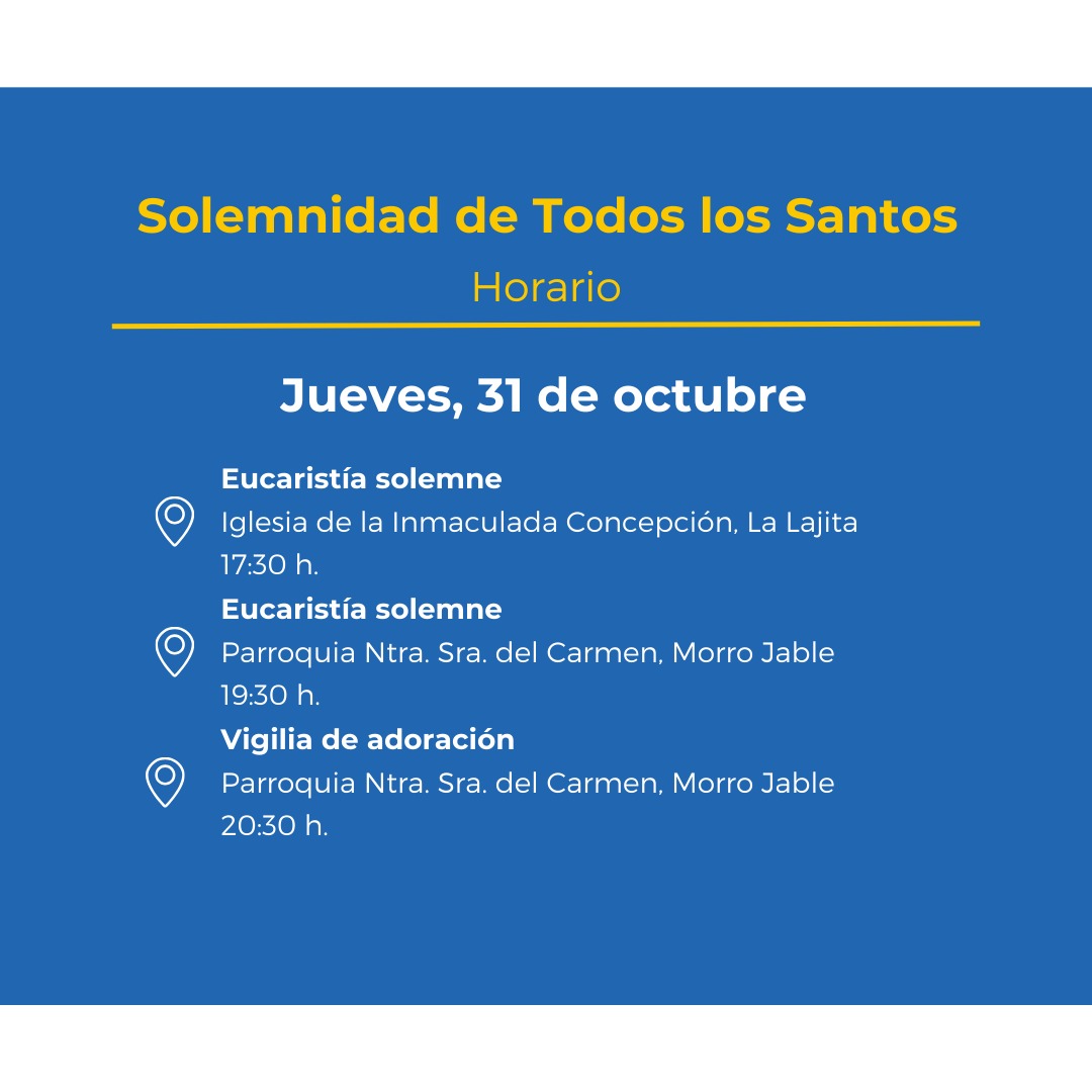 aytopajara's tweet image. Desde el Ayuntamiento te informamos de los horarios de la misa de Solemnidad de Todos los Santos ⛪.

➡Durante los días 31 de octubre, 1 de noviembre y 2 de noviembre podrás acudir a los diferentes actos, que tendrán lugar en #Pájara, #MorroJable y #LaLajita.
