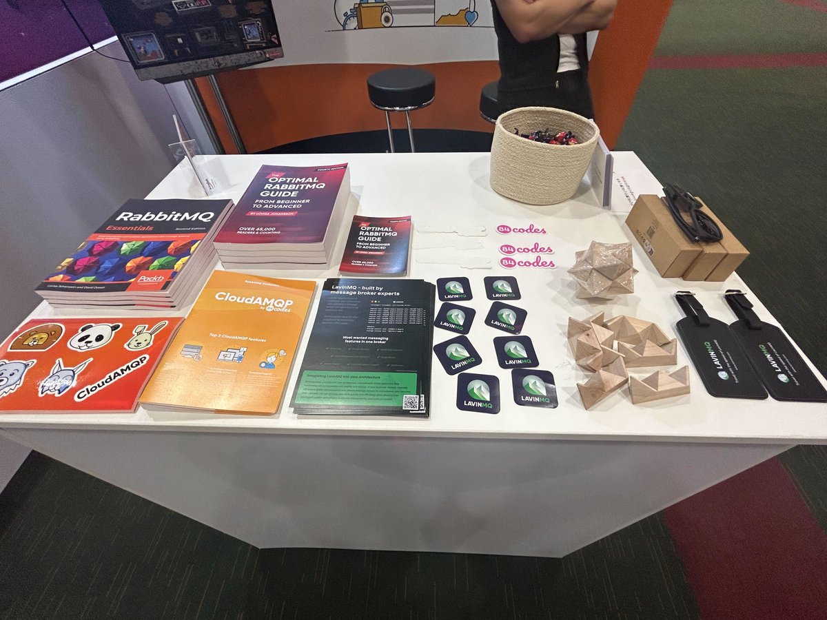 CloudAMQP's tweet photo. We’re all set up at #SREcon! Using a message queuing software in your architecture will help your business scale safely, regardless of your business size. Let us demonstrate! Visit us at booth number 22. #SREcon24 #SREconDublin #MessageQueuing #MessageStreaming #TechConference https://t.co/OFrSwS78rA