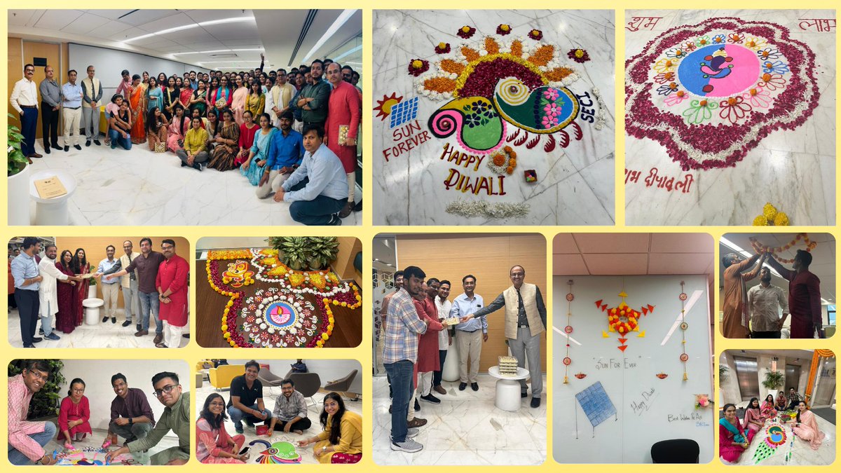 SECI_Ltd's tweet photo. Employees of SECI celebrated the ongoing festivities by partaking in various engaging activities with great zeal and enthusiasm. SECI continues to foster an environment of collaboration and creativity for its young and dynamic team. #TeamSECI #SECI #SunForever 
@mnreindia https://t.co/Z5rtnU4UhV