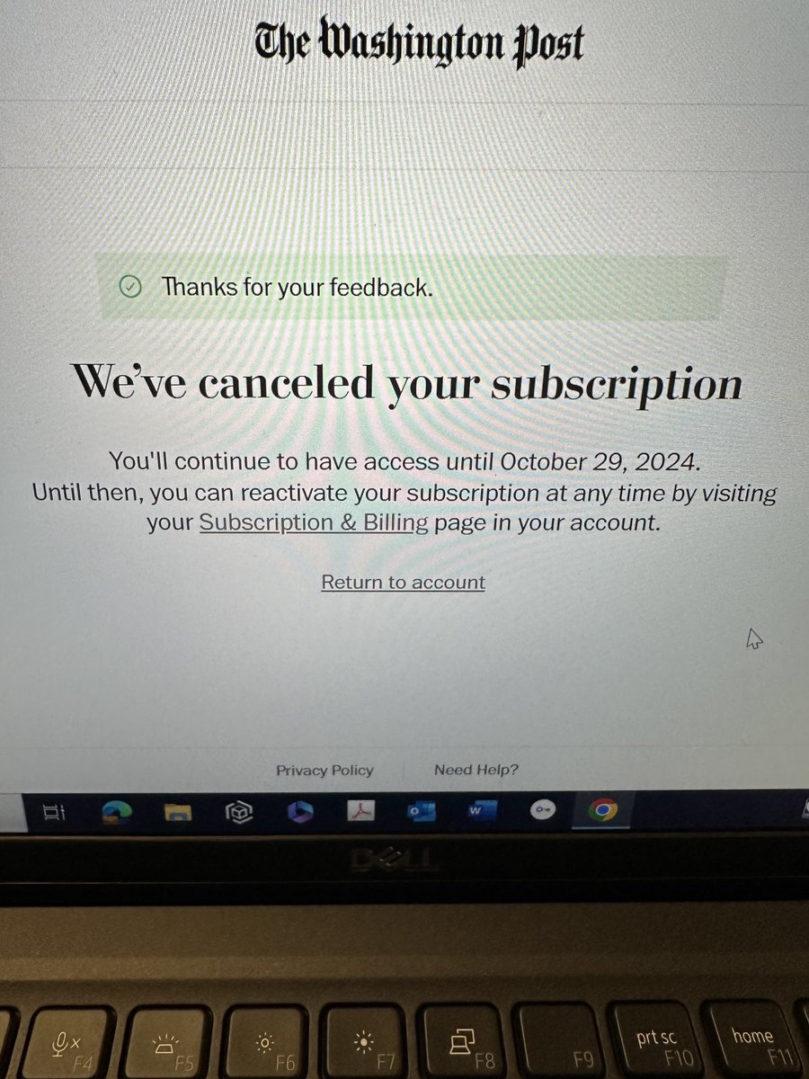 I did not take this step lightly, but I am unpersuaded by Jeff Bezos’ note published last night and join 200,000 others. Newspapers can endorse and deliver quality independent journalism at the same time. Democracy dies not only in darkness, but also when good people stay silent.