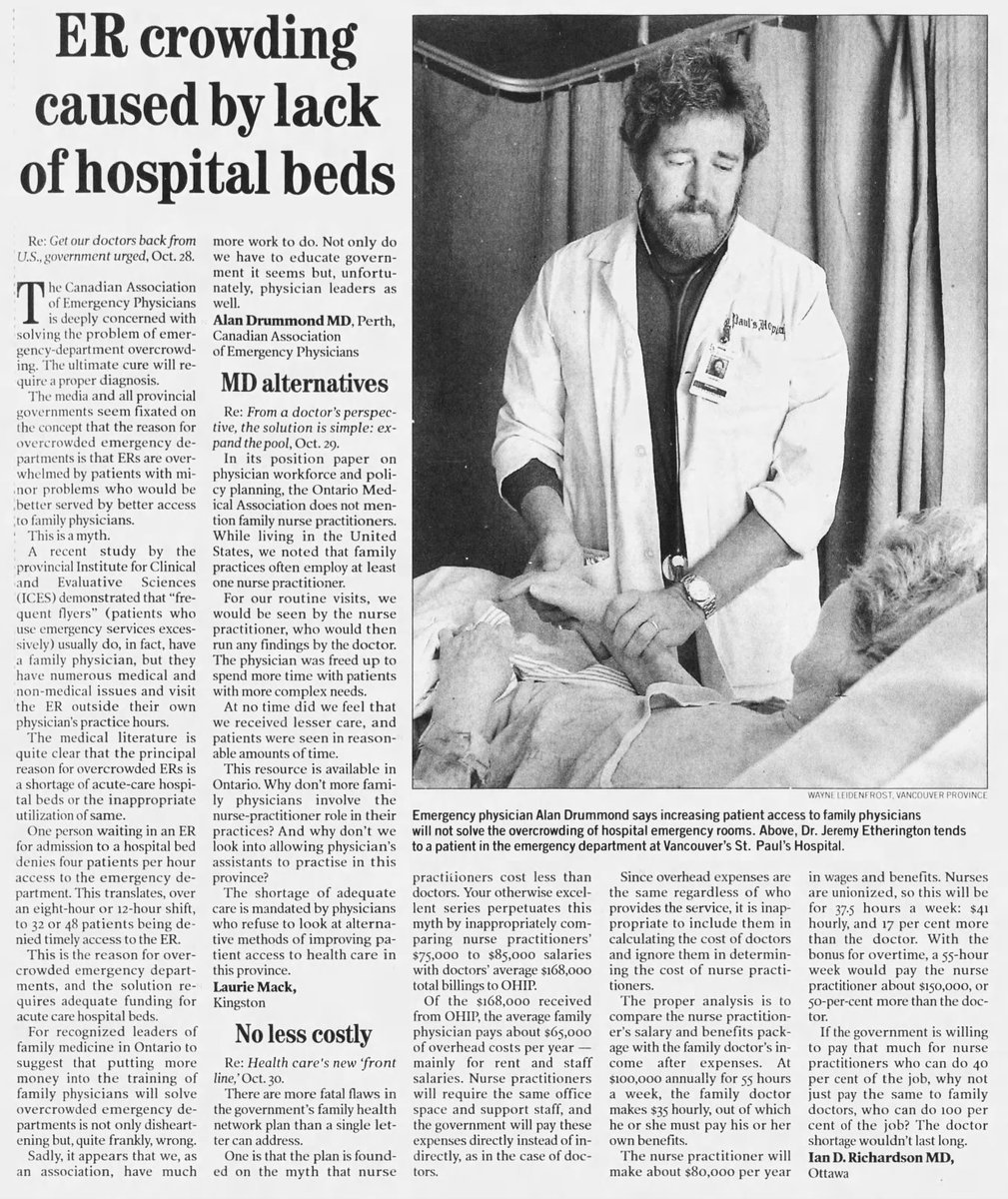 "ER Crowding Caused by Lack of Beds" 
The Ottawa Citizen 
November 1, 2002 
True then, True now.
