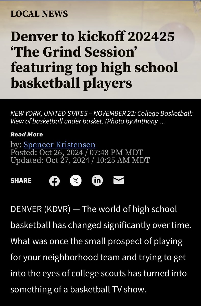 Thank you Fox31Denver (<a href="/KDVR/">FOX31 Denver KDVR</a> ) 

We are only 3 days away from the 24-25 season tipoff 🚨⚙️

Full article: kdvr.com/news/local/den…
