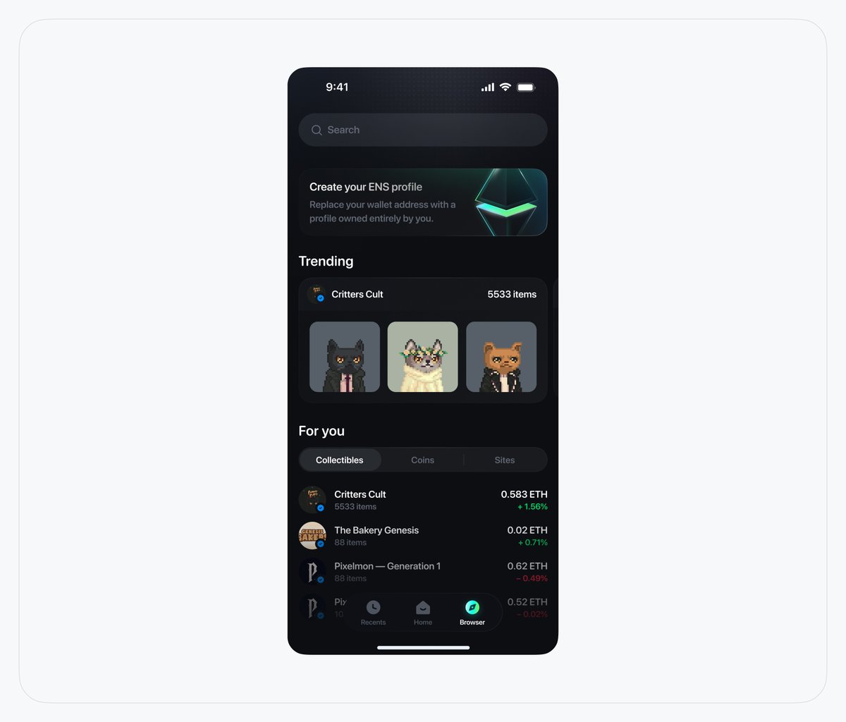 crypto / main screen 

a refresh of old layouts