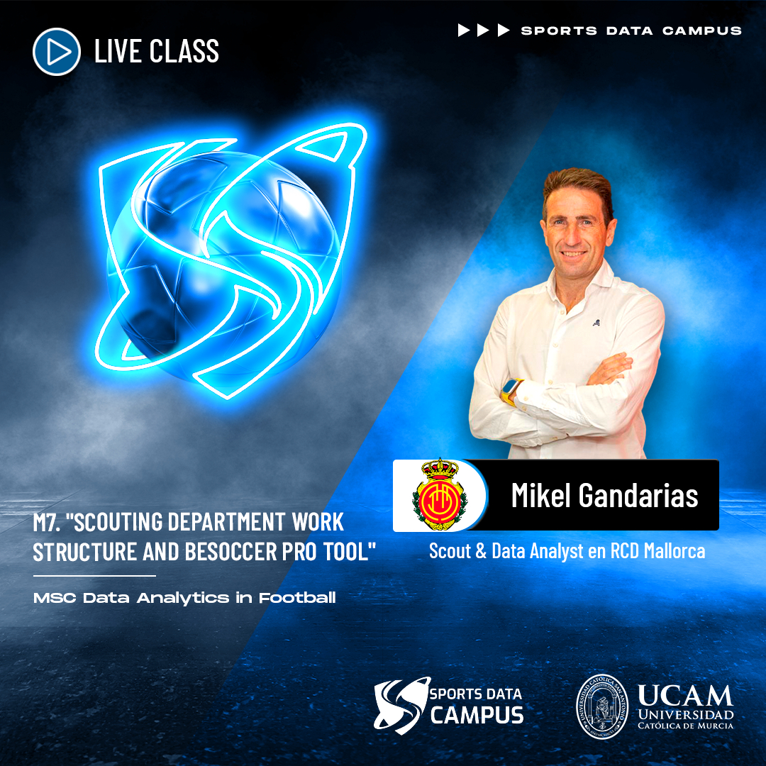 LIVE CLASS🔝 

🔎 "SCOUTING DEPARTMENT WORK STRUCTURE AND BESOCCER PRO TOOL"

👨🏻‍🎓 With <a href="/MikelGandarias/">Mikel Gandarias</a> | Scout &amp; Data Analyst at RCD Mallorca

📚 Exclusive to the MSc #DataAnalytics in Football

✅ vist.ly/3mk3sy5
