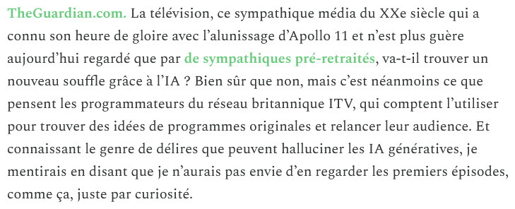 Ambroise Garel (Agar) (@akaagar) on Twitter photo Quelle est la newsletter tech qui vous parle des médias d'hier avec les mots d'aujourd'hui et que vous recevrez demain (à 8 heures) ? C'est bien sûr <a href="/PaveNumerique/">Le Pavé numérique</a>.
Abonnement gratuit : lepavenumerique.substack.com Quelle est la newsletter tech qui vous parle des médias d'hier avec les mots d'aujourd'hui et que vous recevrez demain (à 8 heures) ? C'est bien sûr <a href="/PaveNumerique/">Le Pavé numérique</a>.
Abonnement gratuit : lepavenumerique.substack.com