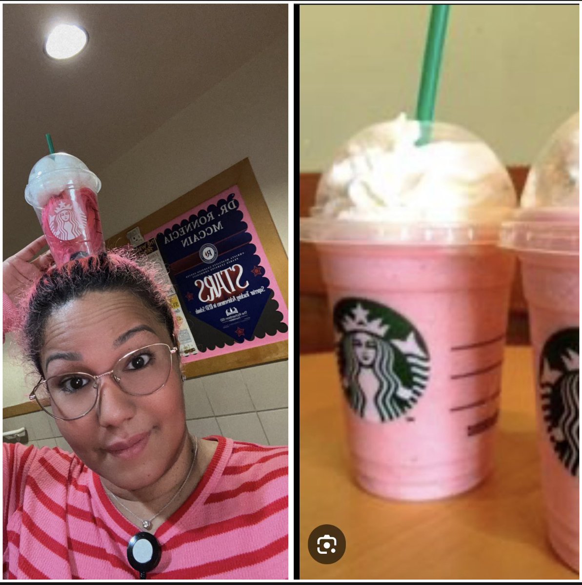DrRonnieRo's tweet photo. Did I succeed @RichardsonISD ?! 💁🏻♀️
#CrazyHairDay #CrazyHatDay #Starbucks #Strawberry #Frappè #RISD #TMSSA #RISDBeTheOne #RISDGreatness #RedRibbonWeek https://t.co/CtIl71oYPZ