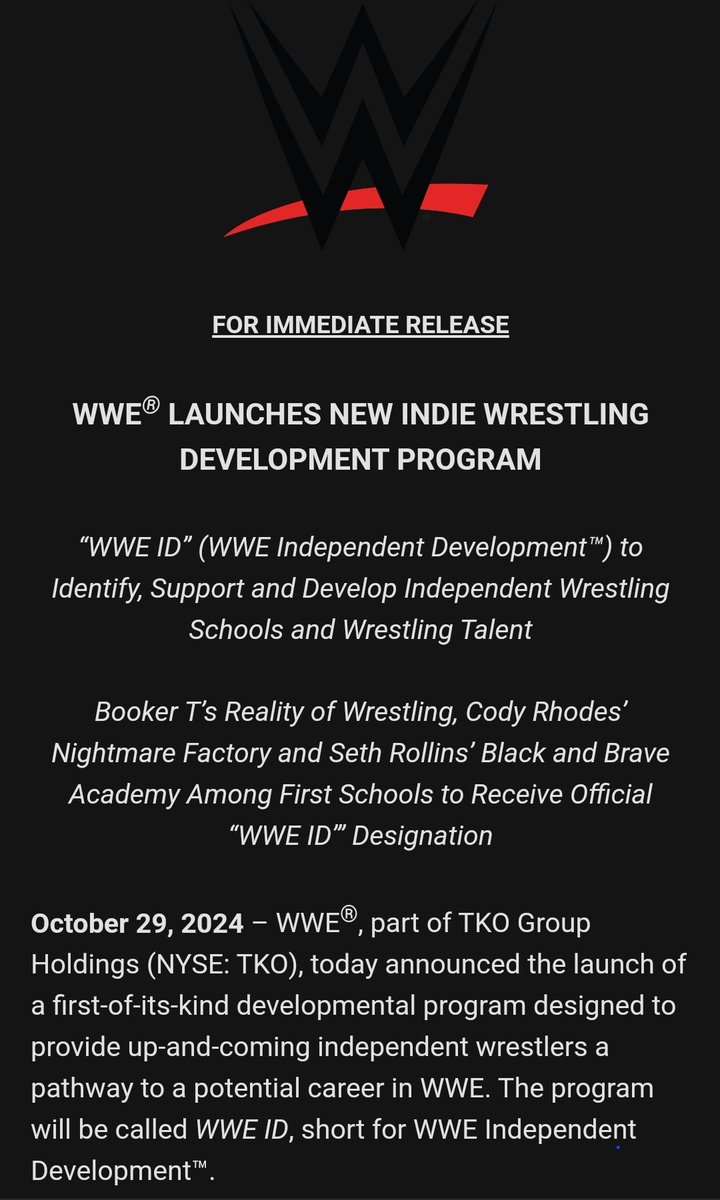 SeanRossSapp's tweet photo. WWE have announced and indie wrestling program, which includes providing certain schools and talent with designated tags to gain a path to WWE https://t.co/3YivyWclEn