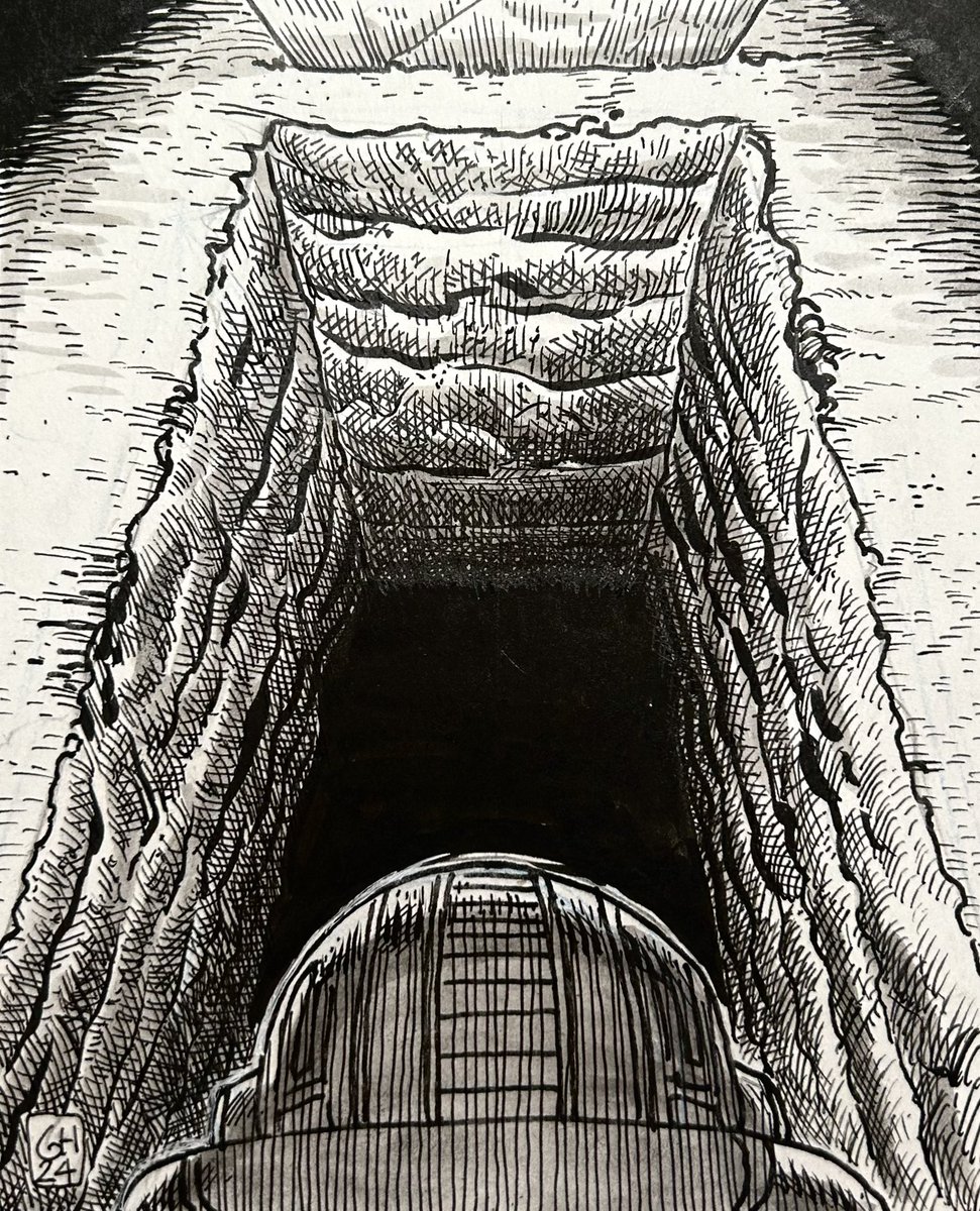 gabrielcomic's tweet photo. "I lost my way long ago, and even the finest navigator wouldn't be able to guide me back home." #inktober2024 #inktober522024 #inktober2024day29 #inktober2024navigator #ink #artwork #comicbookart #inkonpaper #inkonpaperdrawing #horrorart https://t.co/Gb7eVnGNKh