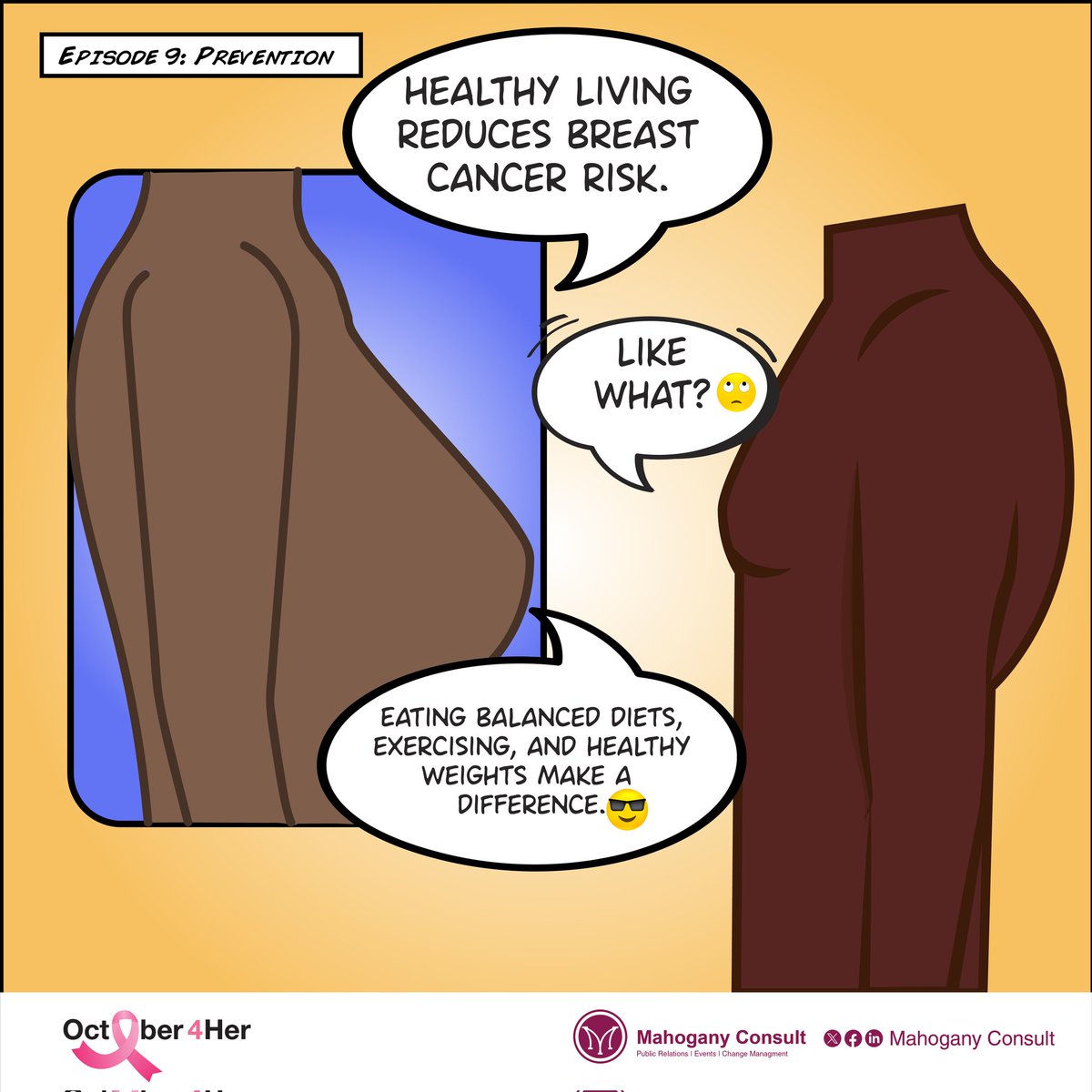 MahoganyConsult's tweet photo. “Prevention is key.” Let’s reduce the risk of breast cancer with a healthy lifestyle. Your Fufɔ needs this. Do well to:
a.Exercise
b.Maintain a healthy weight
c.Have a balanced diet
#MahoganyConsult
#AddingValue
#October4Her
#PinkOctober2024
#FufɔSeries
#BreastCare https://t.co/OvLSlX5ZhY