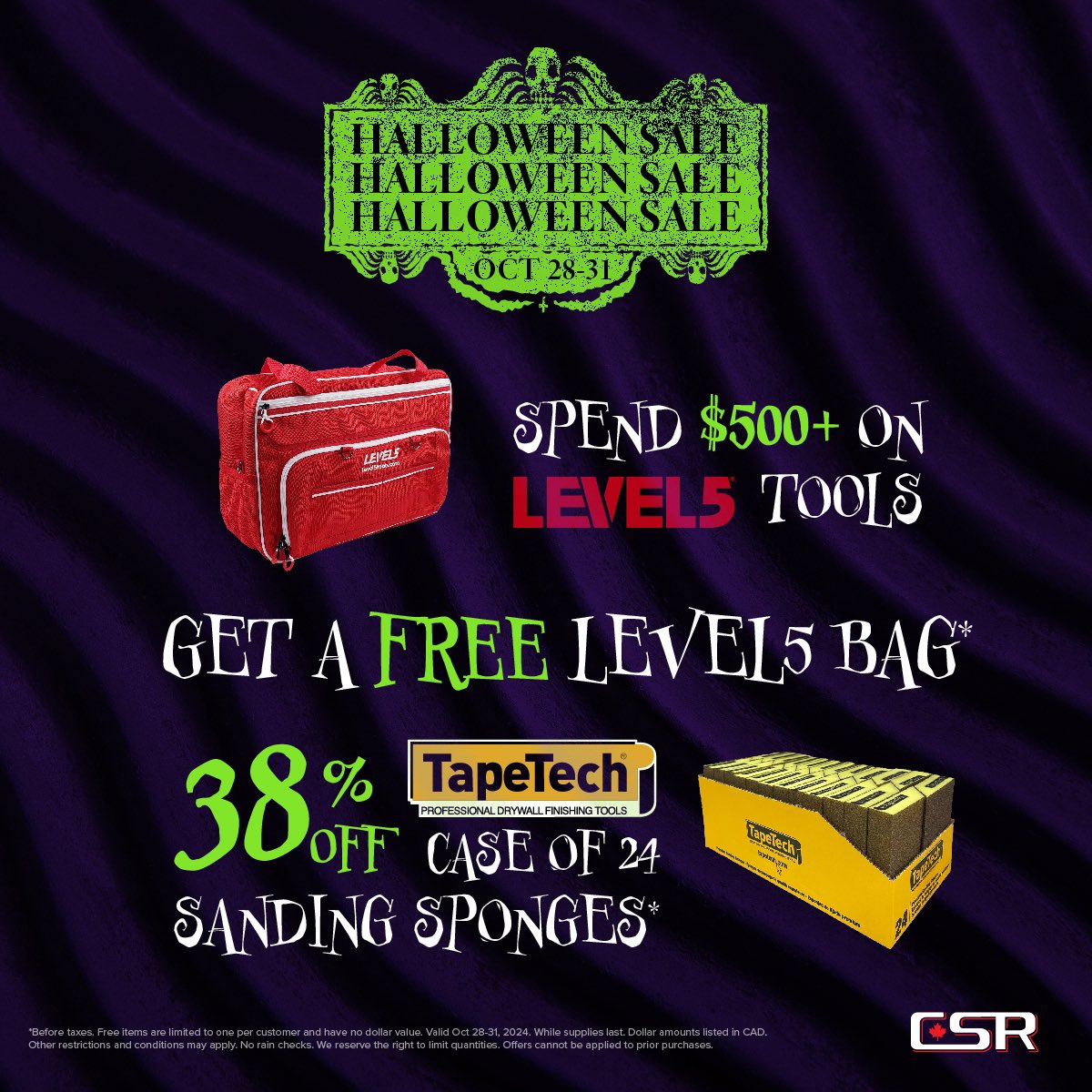 CSRBUILDING's tweet photo. SALE, SALE, SALE! The Halloween Sale has appeared! Check out these scary good deals. 👻

#halloween #halloweensale #drywall #drywalltools #constructiontools https://t.co/60gDJ6vy1U