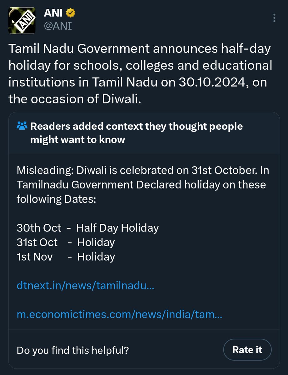Roshan Rai (@roshankrraii) on Twitter photo ANI was deliberately misleading the people so community notes had to school it. 
Another feather in the shameful cap of Smita Prakash. ANI was deliberately misleading the people so community notes had to school it. 
Another feather in the shameful cap of Smita Prakash.