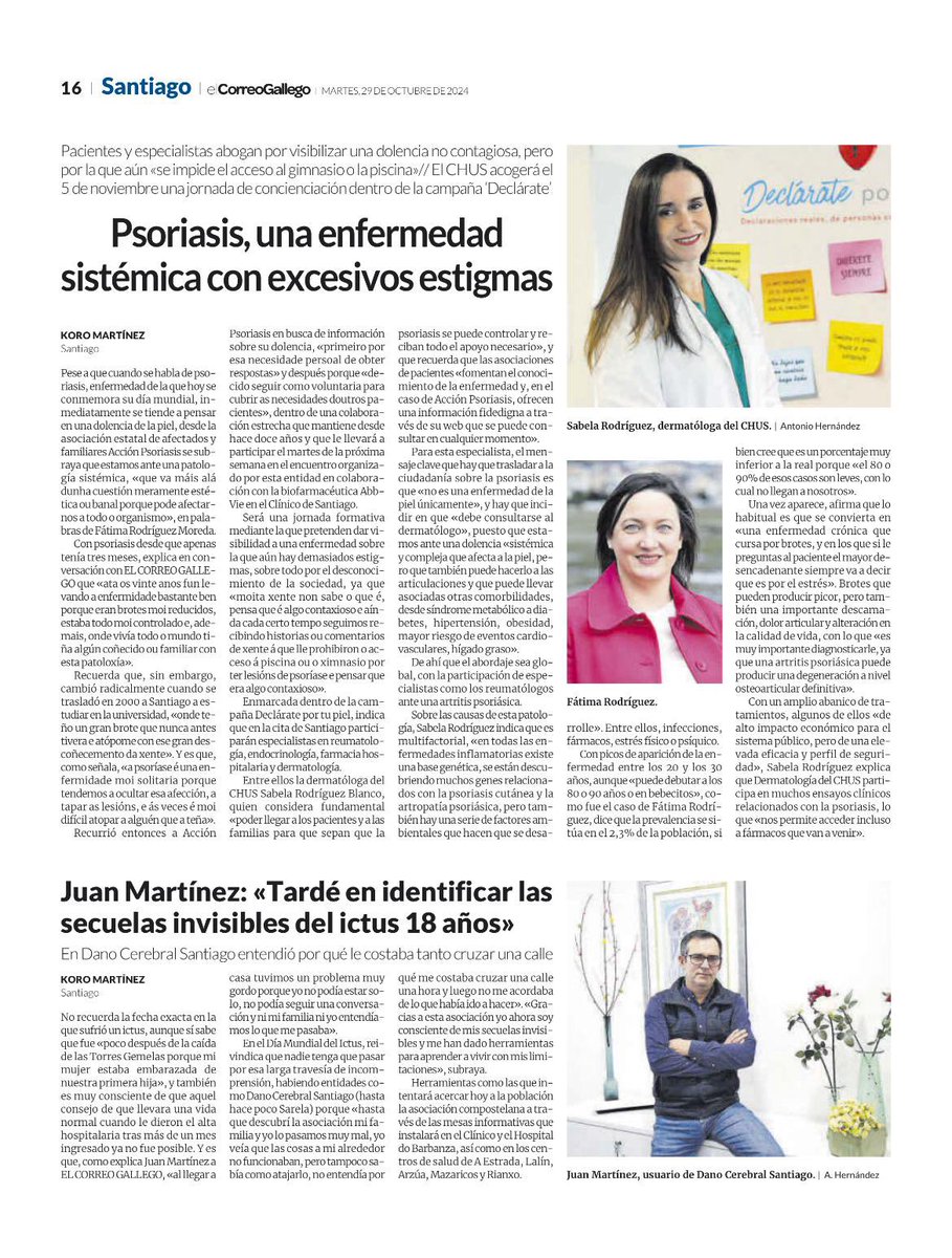 Hoy conmemoramos el Día Mundial de la Psoriasis elcorreogallego.es/santiago/2024/… <a href="/FatimaRM81/">Fátima Rodríguez Moreda</a> <a href="/SabelaRBlanco/">Sabela Rodríguez </a> <a href="/santiagosergas/">Área Sanitaria de Santiago e Barbanza</a>