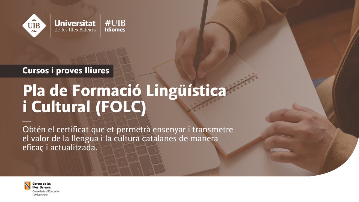 📚 Forma't en llengua i cultura catalanes amb el FOLC! Obtén el certificat per ensenyar en català de manera eficaç i actualitzada. Inscripcions i més informació a: folc.uib.cat 🌐
🗓️ Matrícula: del 28 d’octubre a les 9 hores al 11 de novembre de 2024
#FOLC #Català #UIB