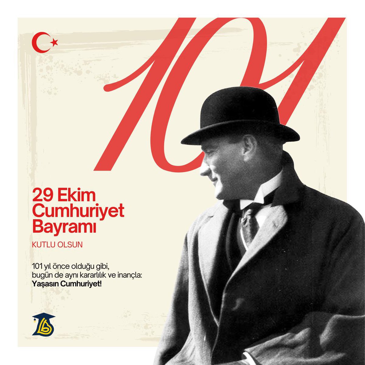 En büyük emanetimiz Cumhuriyet'imizin 101. yılını ilk günkü heyecanla kutluyor bu vesileyle başta Gazi Mustafa Kemal Atatürk ve silah arkadaşlarını minnetle anıyoruz. 29 Ekim Cumhuriyet Bayramımız kutlu olsun!
