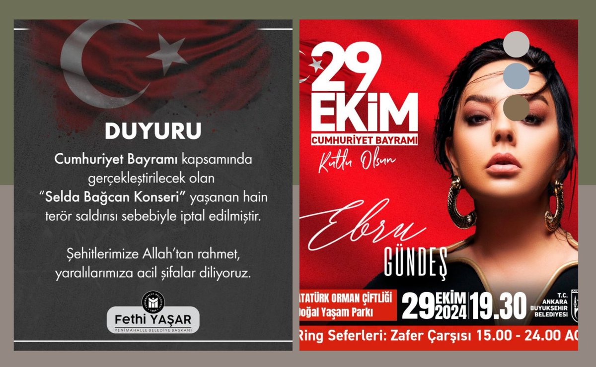 EbruGündeş ile Cumhuriyet coşkusu yaşayacak kadar cumhuriyet bilincini yitirmiş insanlar.<a href="/seldabagcan/">selda bagcan</a>
 konseri iptal,<a href="/EbruGundes/">Ebru Gündeş</a> ileesecekmiş Cumhuriyetrüzgarı,kaçliraya estirecek orüzgarı.
<a href="/mansuryavas06/">Mansur Yavaş</a> <a href="/eczozgurozel/">Özgür Özel</a> <a href="/herkesicinCHP/">CHP 🇹🇷</a>
#Cumhuriyet #Atatürk #türkbayrağı #MansurYavaş